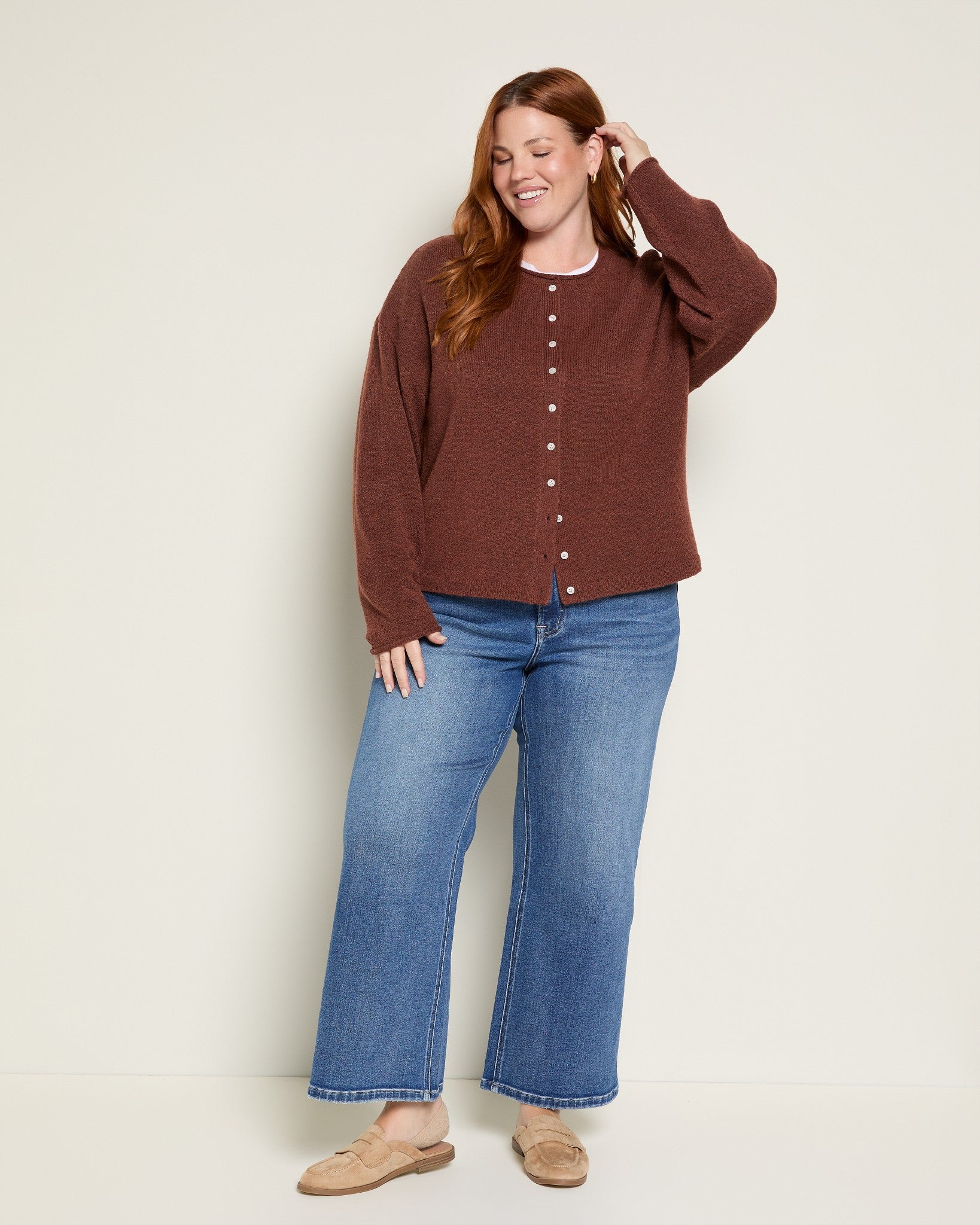 Heather Mahogany $|& Thread & Supply Dover Cardigan - UGC On Fig
