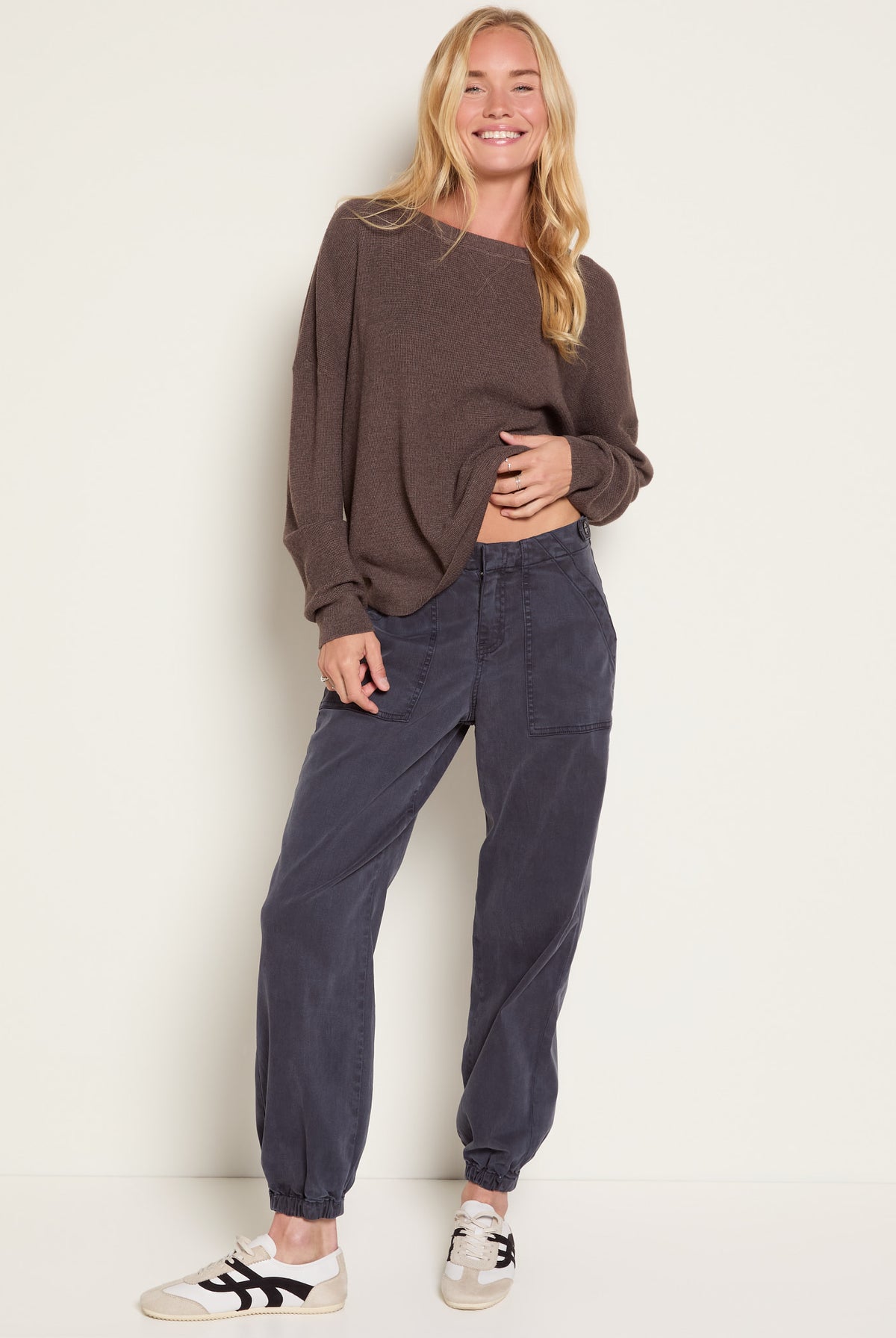 Seal Brown $|& Herizon Wanderer Waffle Long Sleeve - UGC On Fig