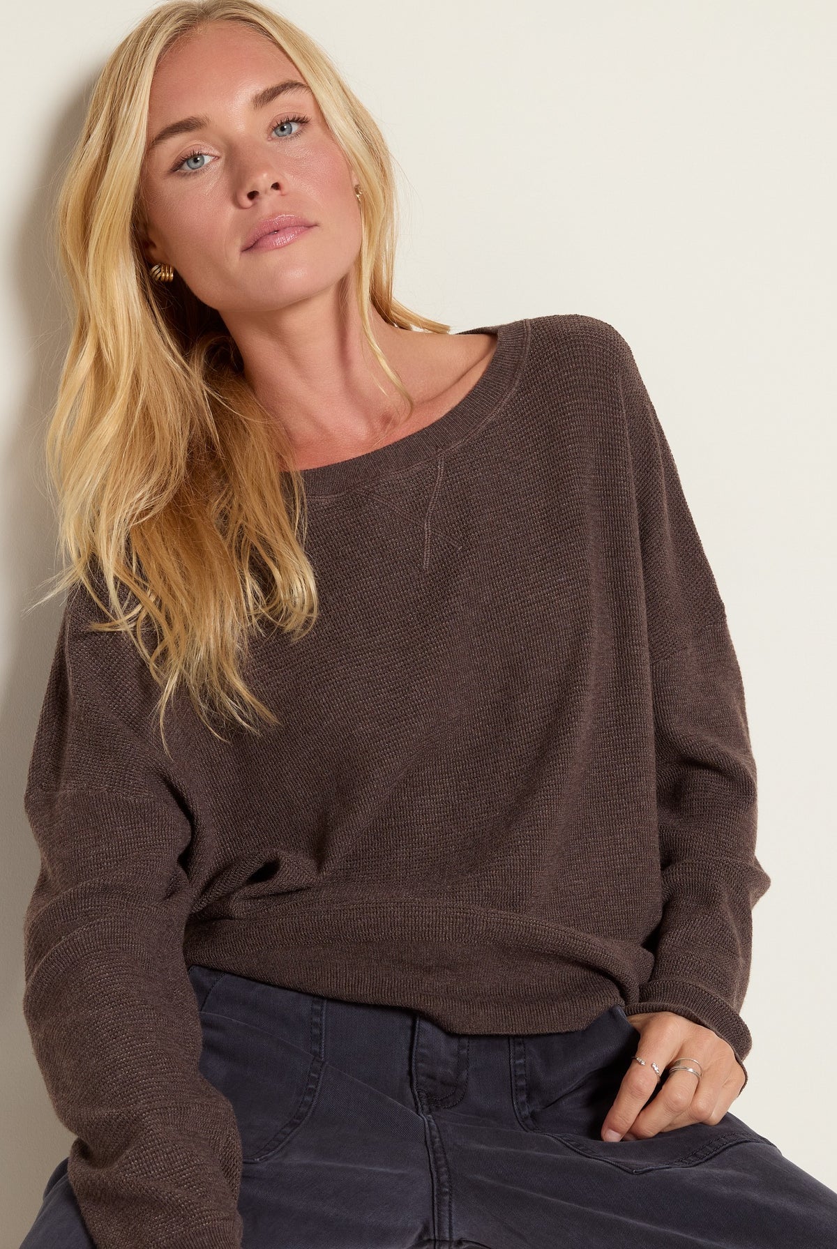 Seal Brown $|& Herizon Wanderer Waffle Long Sleeve - VOF Front