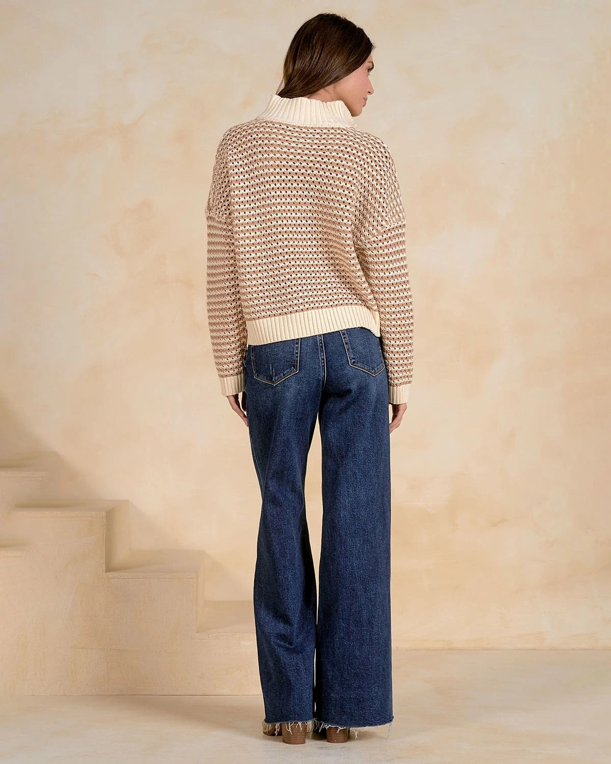 Natural $|& Elan 1/4 Zip Novelty Pullover - Hanger Side