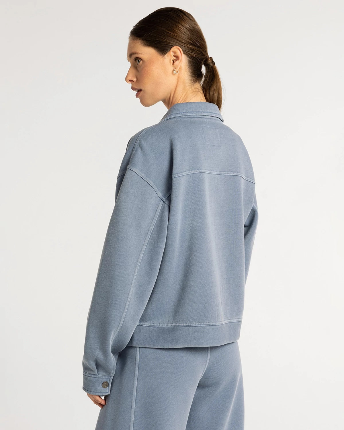 Light Denim $|& Thread & Supply Aldridge Knit Denim Jacket - Hanger Side