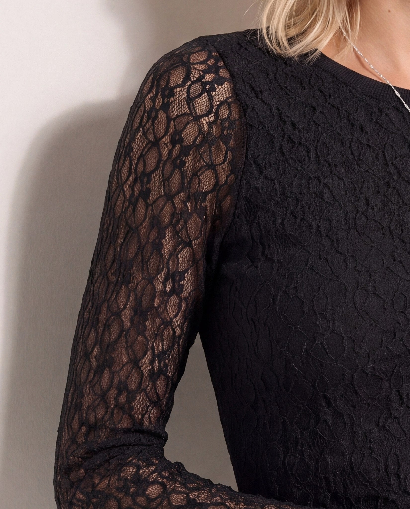 Black $|& SEAS Flora Lace Tee - SOF Full Front
