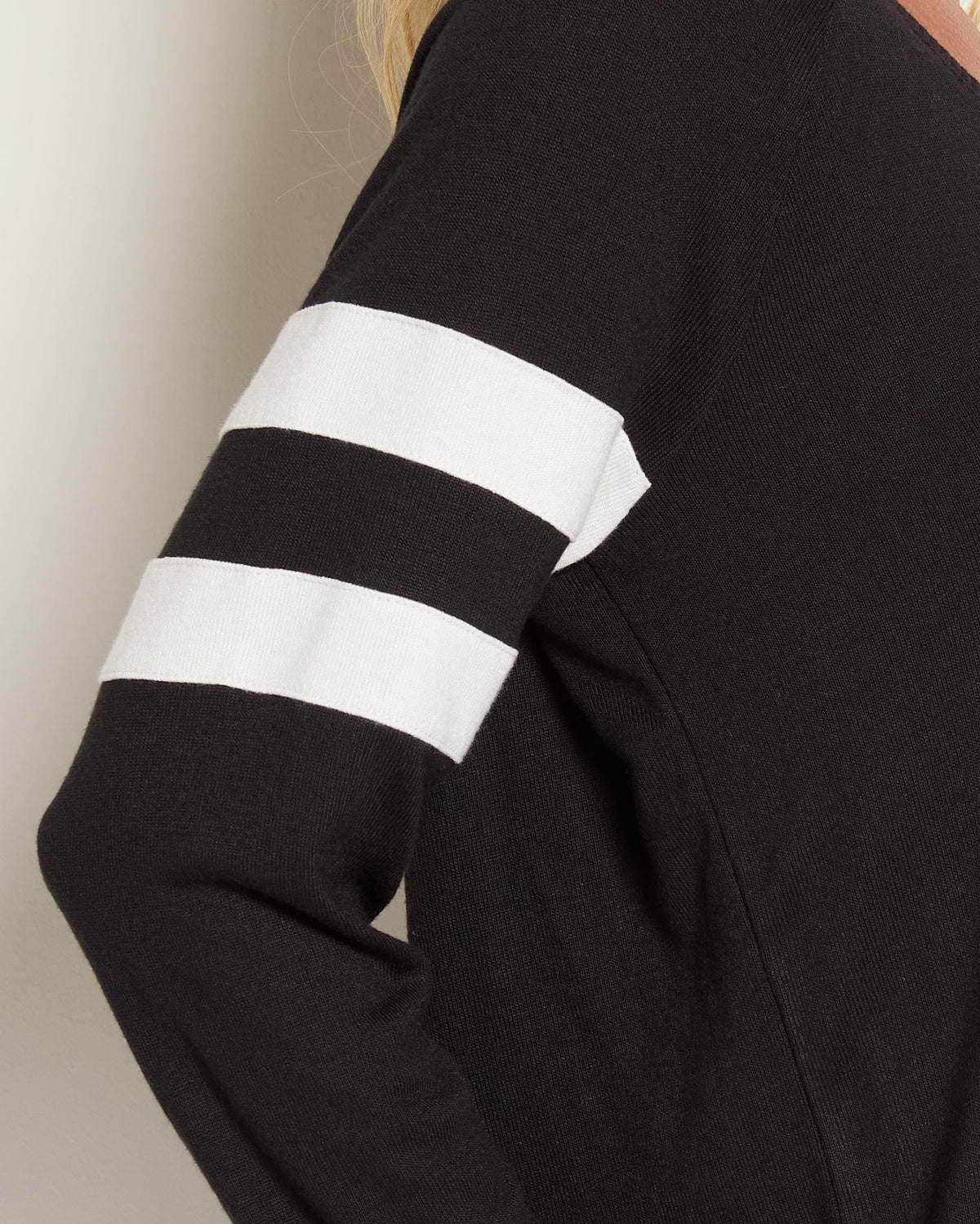 Black $|& SEAS Evelyn Raglan Long Sleeve Top - SOF Full Front