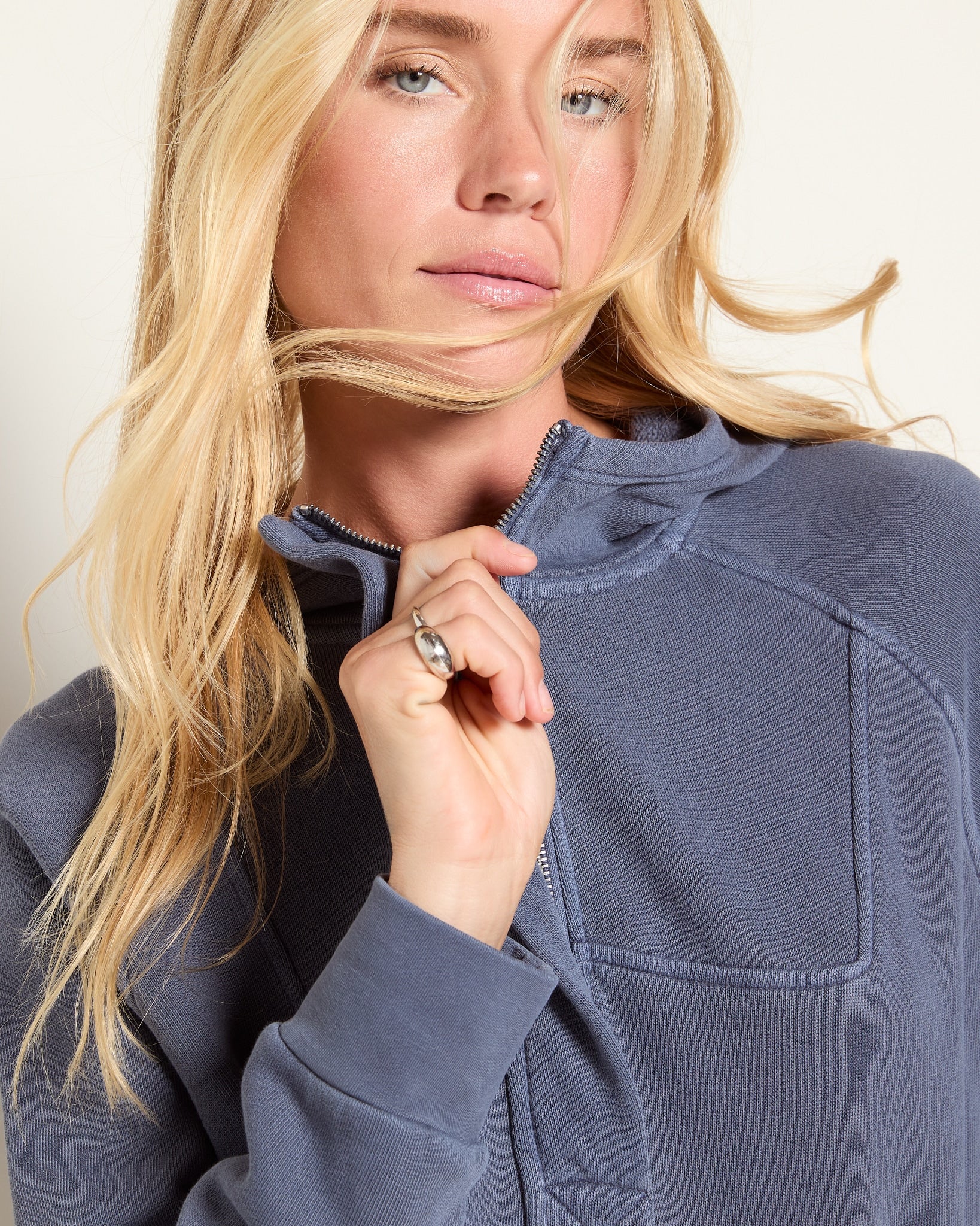 Washed Denim Blue $|& Herizon Mountain Air Half Zip Pullover - VOF Front