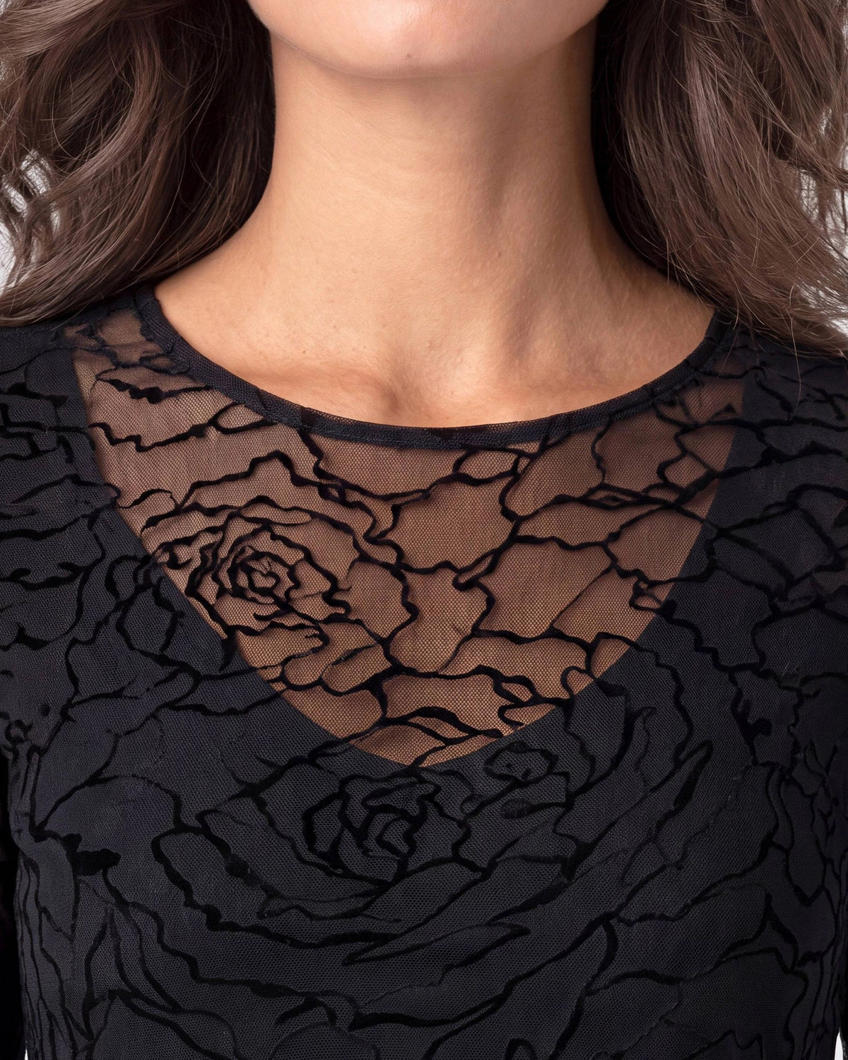Black Roses $|& Liverpool Long Sleeve Layered Knit Top with V Detail - Hanger Back