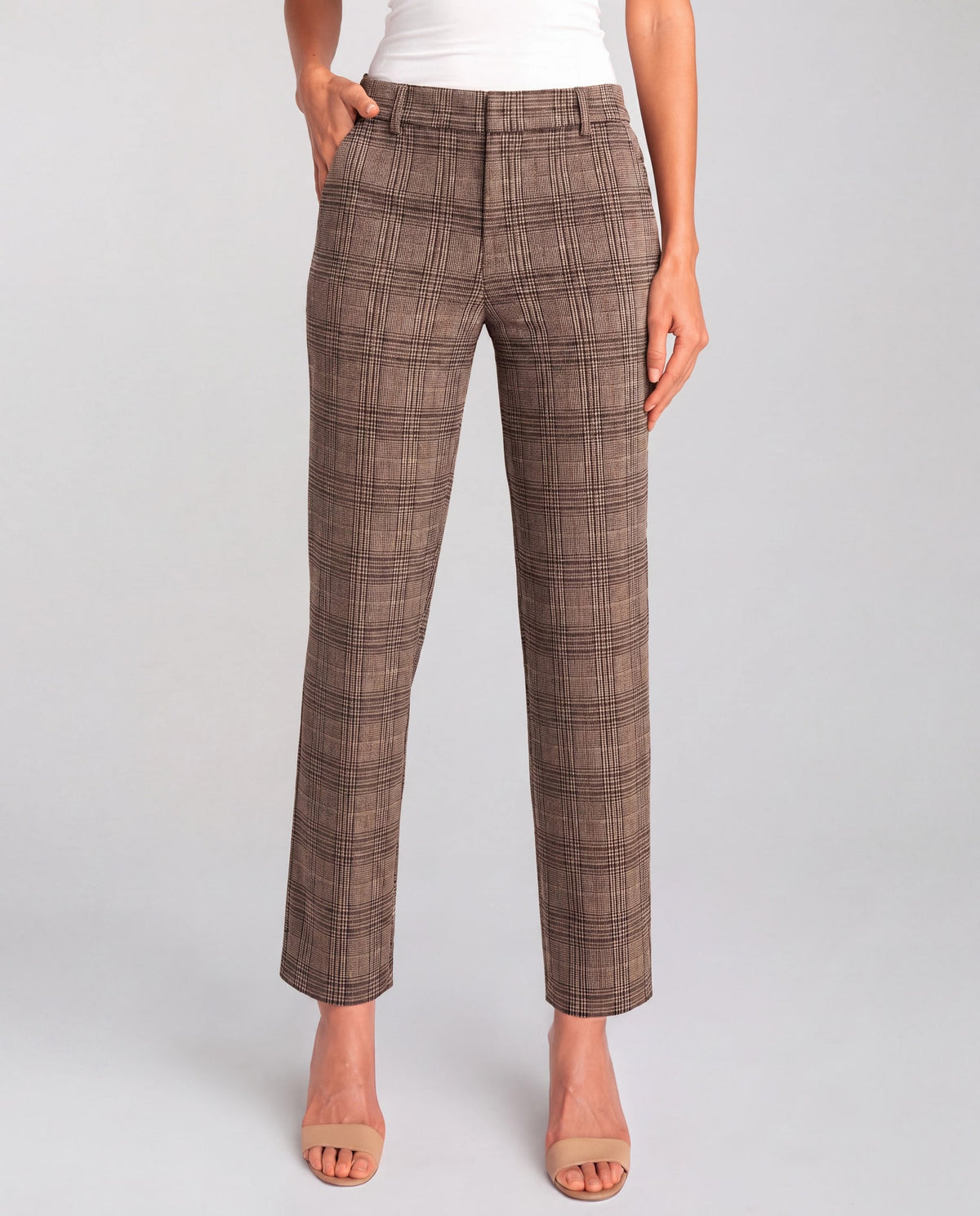 Olive/Multi Striped Plaid $|& Liverpool Kelsey Trouser - VOF Detail