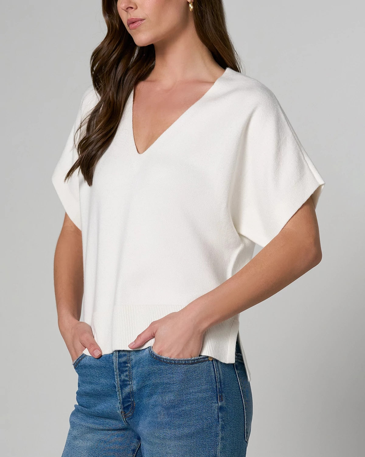 Whipped Cream $|& Liverpool Short Sleeve Dolman Popover Sweater - VOF Detail