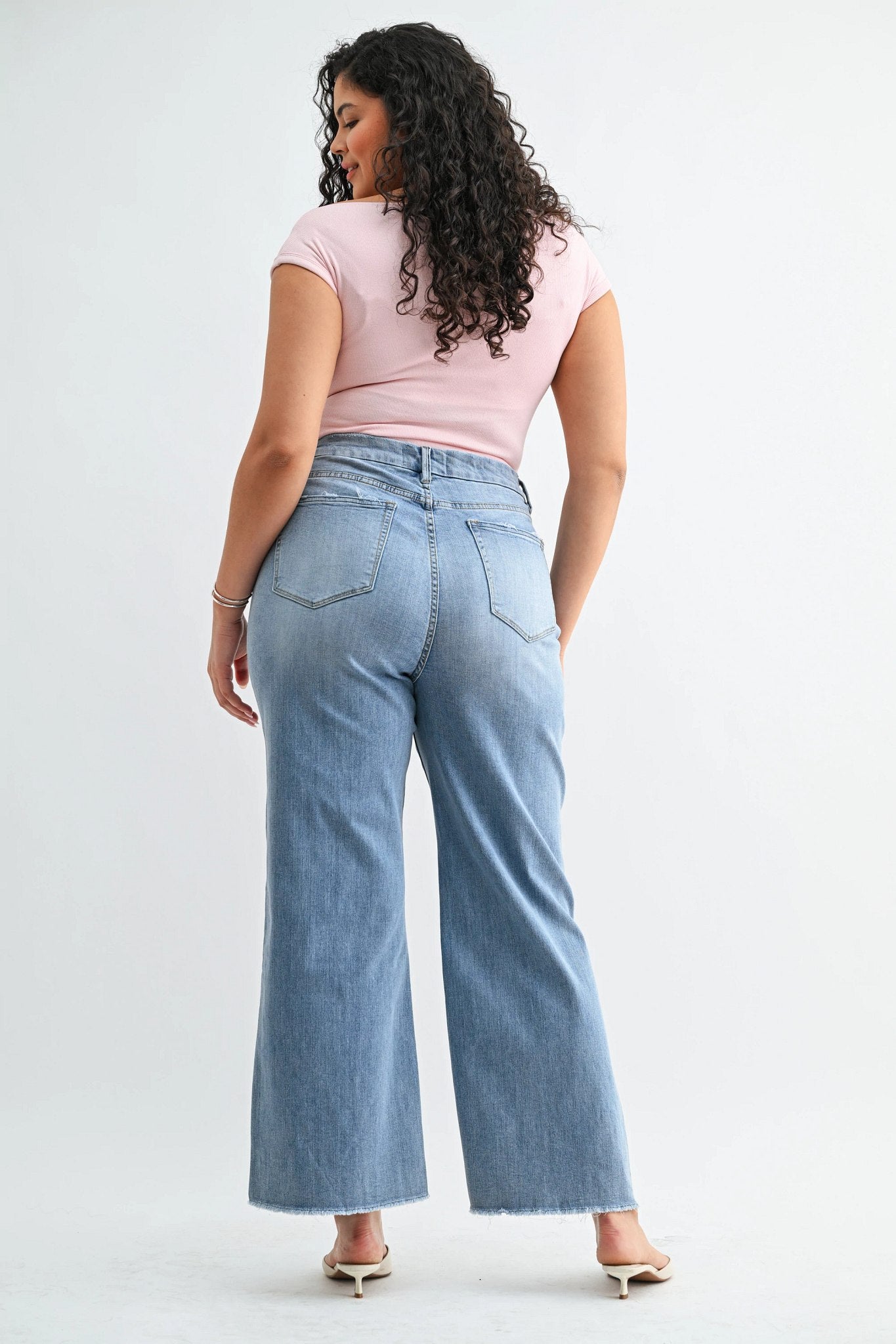Ciel Blue $|& Mica Denim Super Soft High Rise Wide Leg Jeans - Hanger Side
