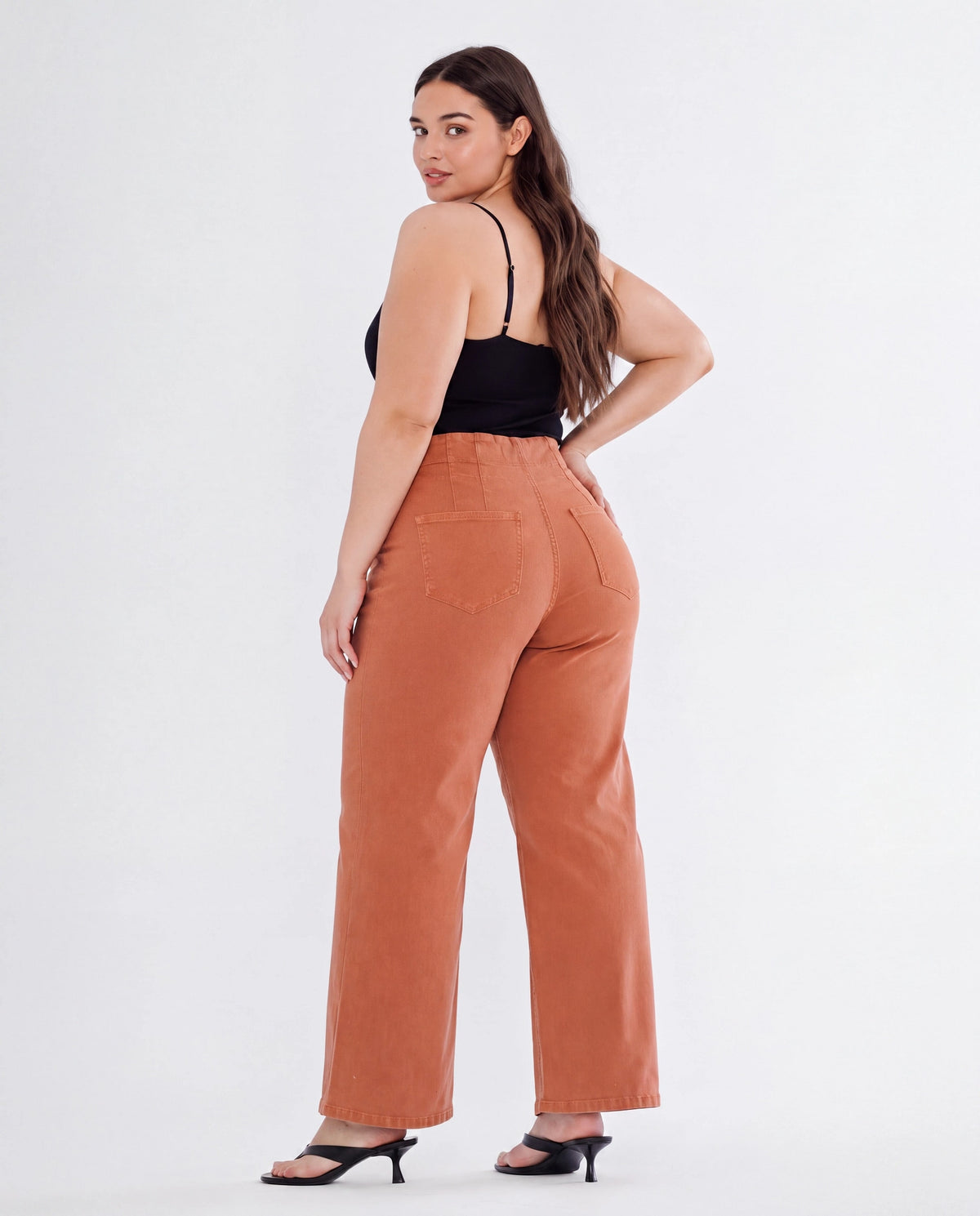 Cinnamon $|& Mica Denim High Rise Wide Leg Pants - Hanger Side