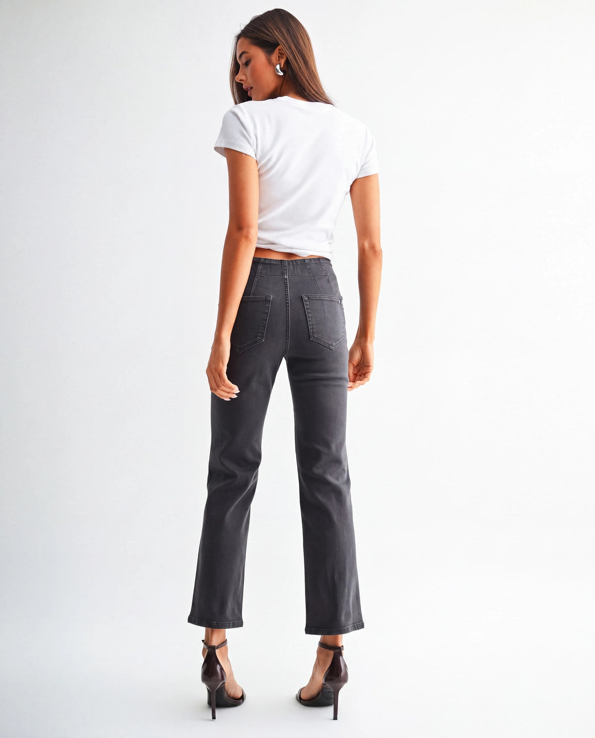 Grey $|& Mica Denim Mid Rise Straight - Hanger Side