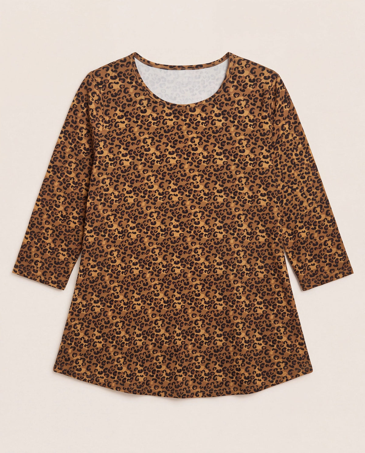 Mocha Leopard $|& Bobeau 3 Quarter Sleeve Babydoll Top - Hanger Detail