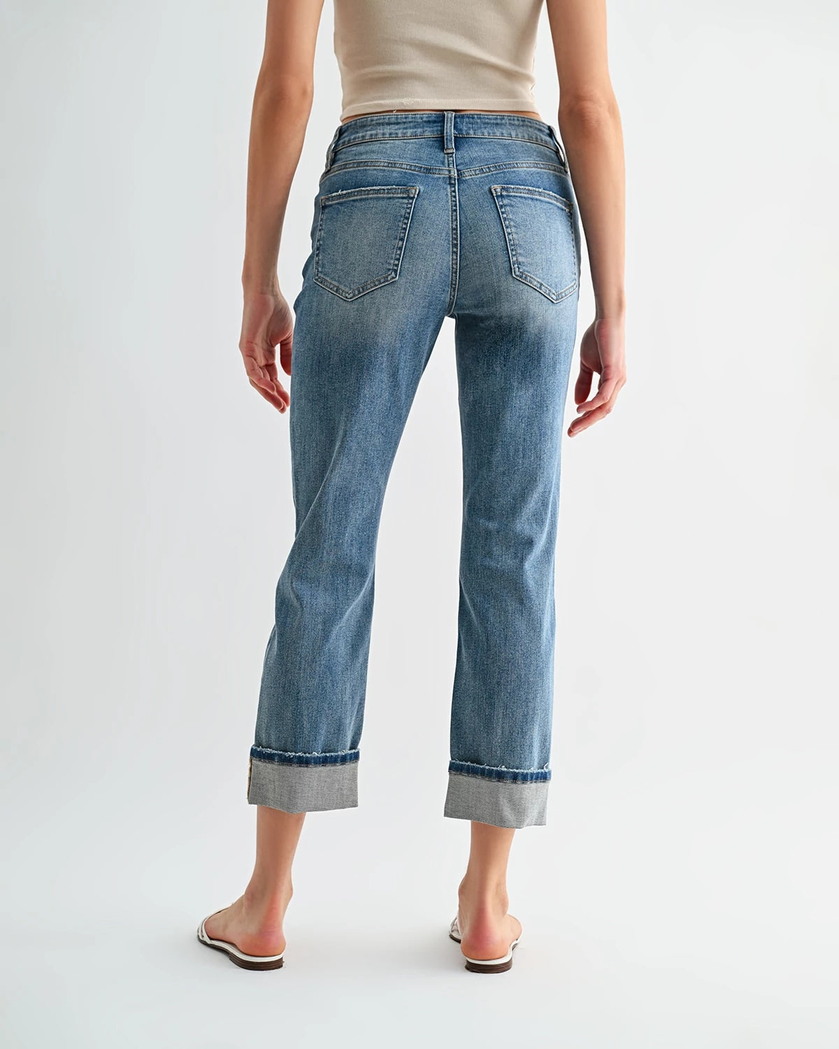 Fiord $|& Mica Denim Mid Rise Straight Leg Jeans with Cuff - Hanger Side