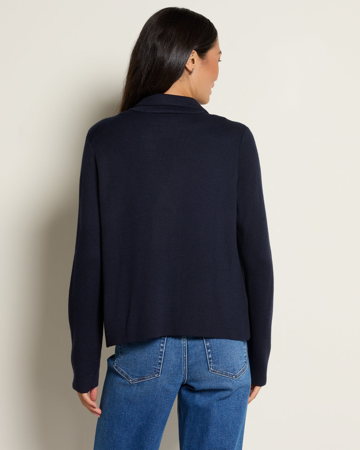 Navy $|& Thread & Supply Naomi Ultra Soft Sweater Jacket - SOF Back