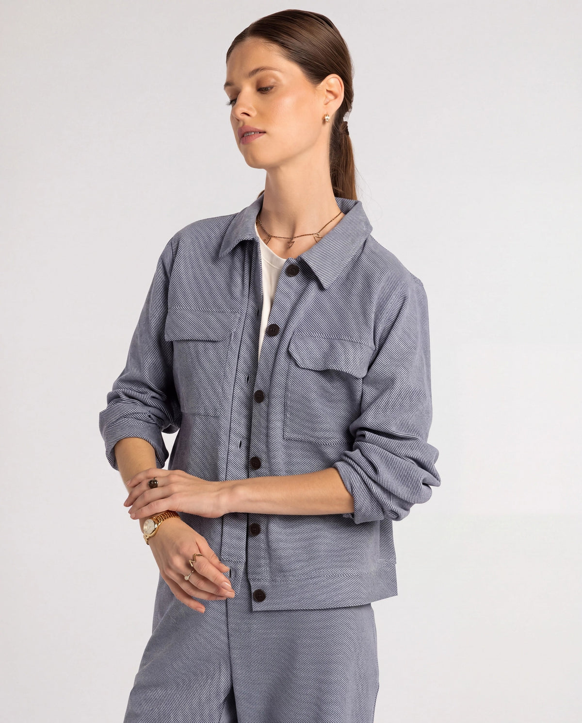 Blue Denim $|& Thread & Supply Faye Brushed Knit Jacket - Hanger Front