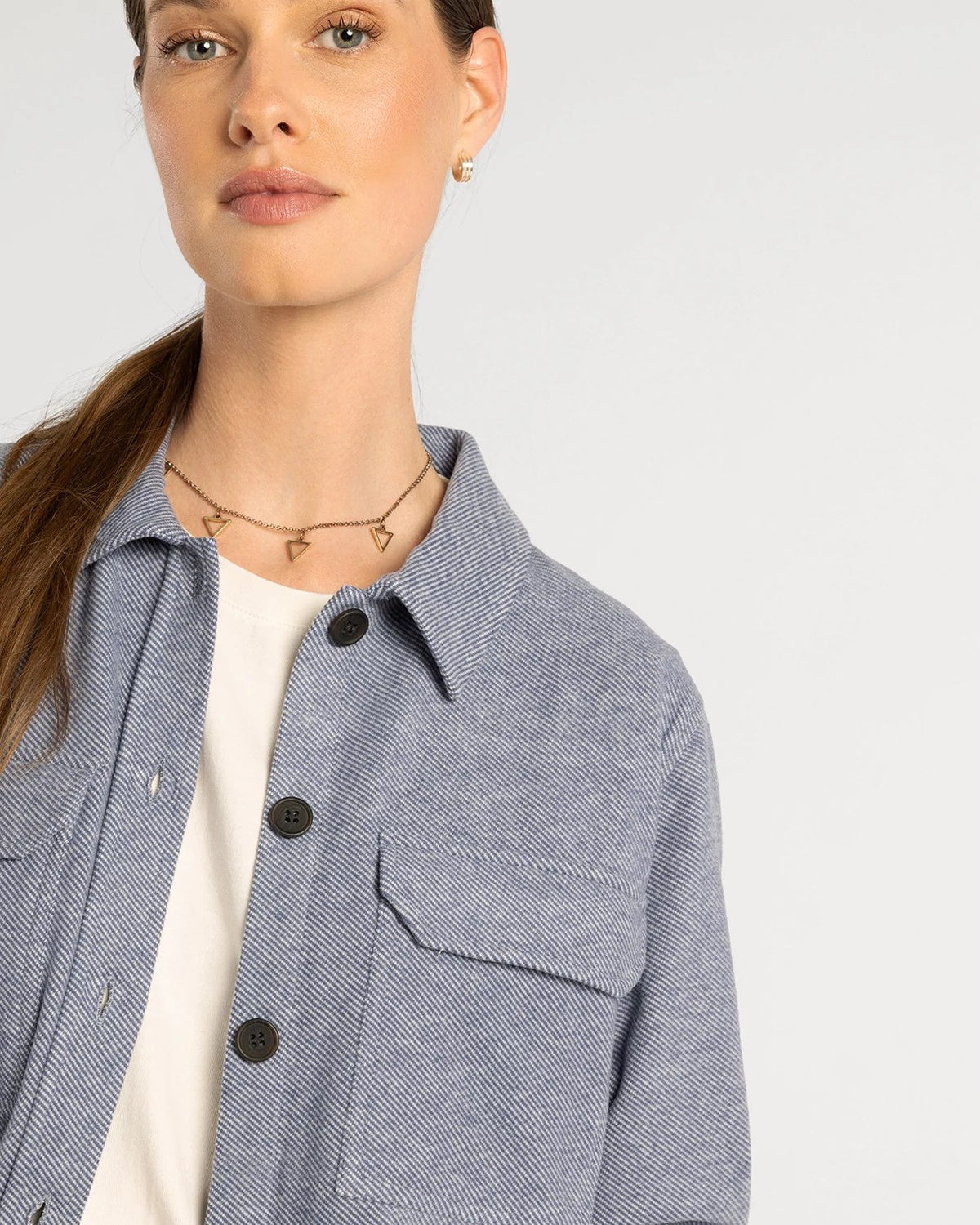 Blue Denim $|& Thread & Supply Faye Brushed Knit Jacket - Hanger Back