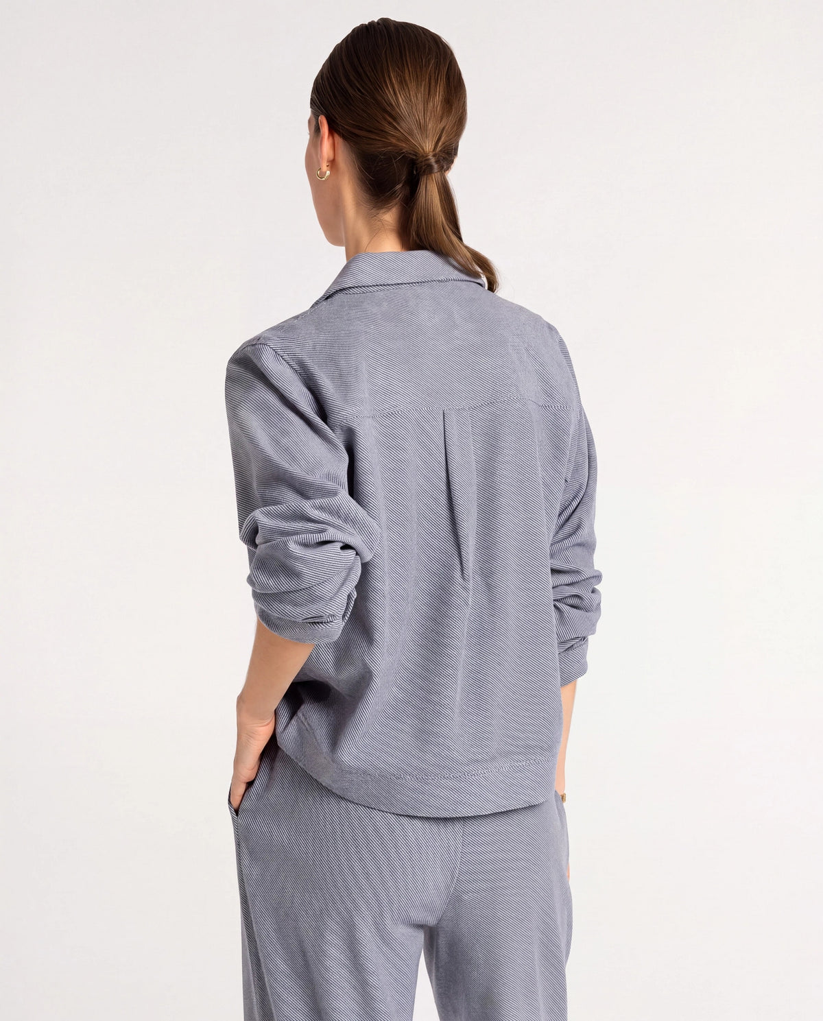 Blue Denim $|& Thread & Supply Faye Brushed Knit Jacket - Hanger Side