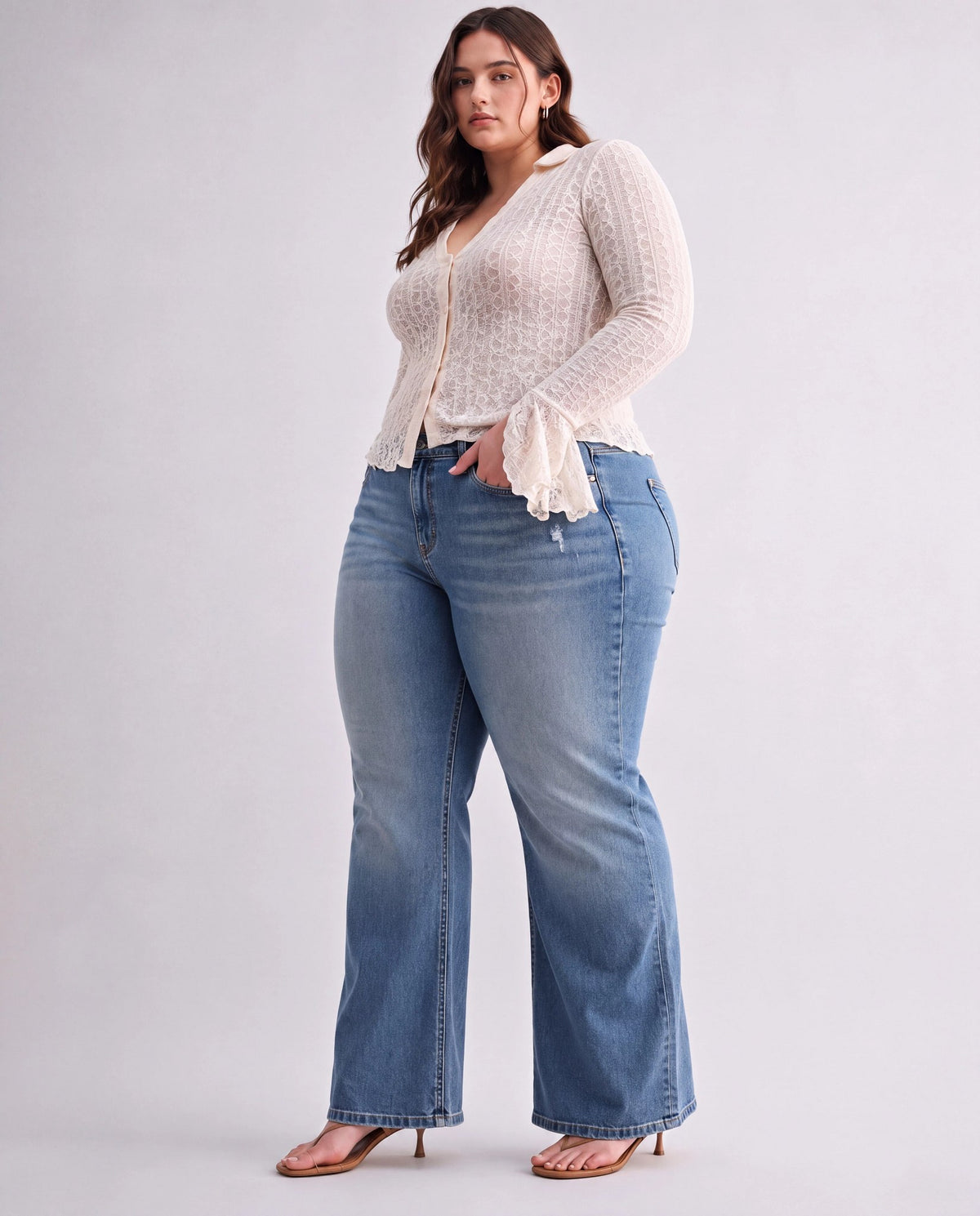 Intense Blue $|& Mica Denim Mid Rise Bootcut Jeans - Hanger Front