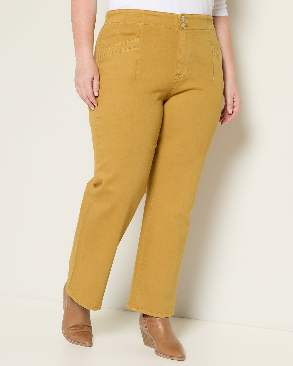 Mustard $|& Mica Denim Mid Rise Straight - SOF Front