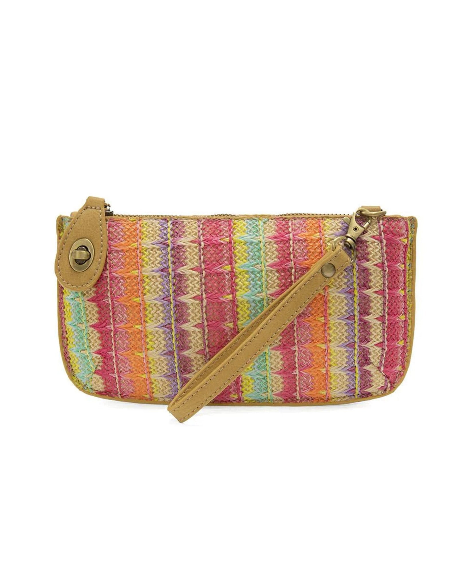 Bright Multi $|& Joy Susan Stripe Straw Mini Wristlet - VOF Detail