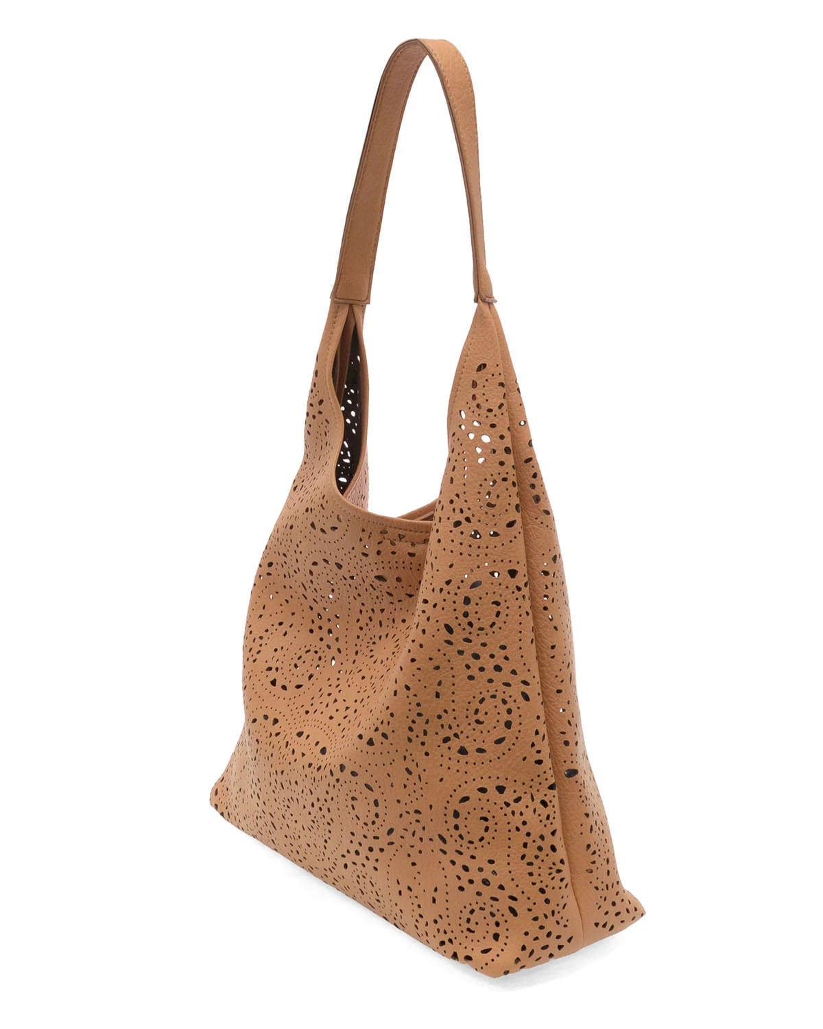 Tan $|& Joy Susan Laser Cut Eyelet Hobo - Hanger Front