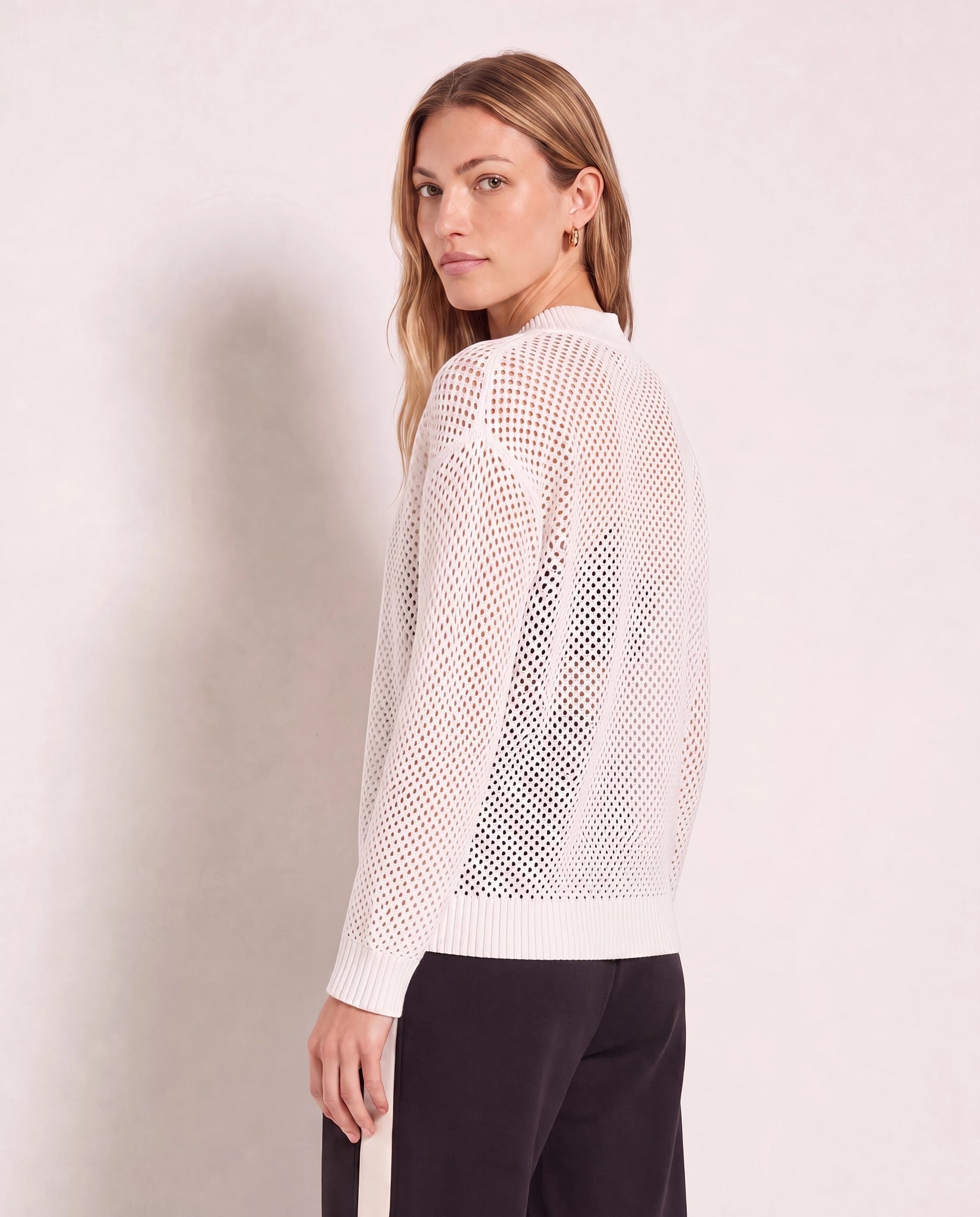 Cream $|& Interval Chase Crochet Sweater - SOF Back