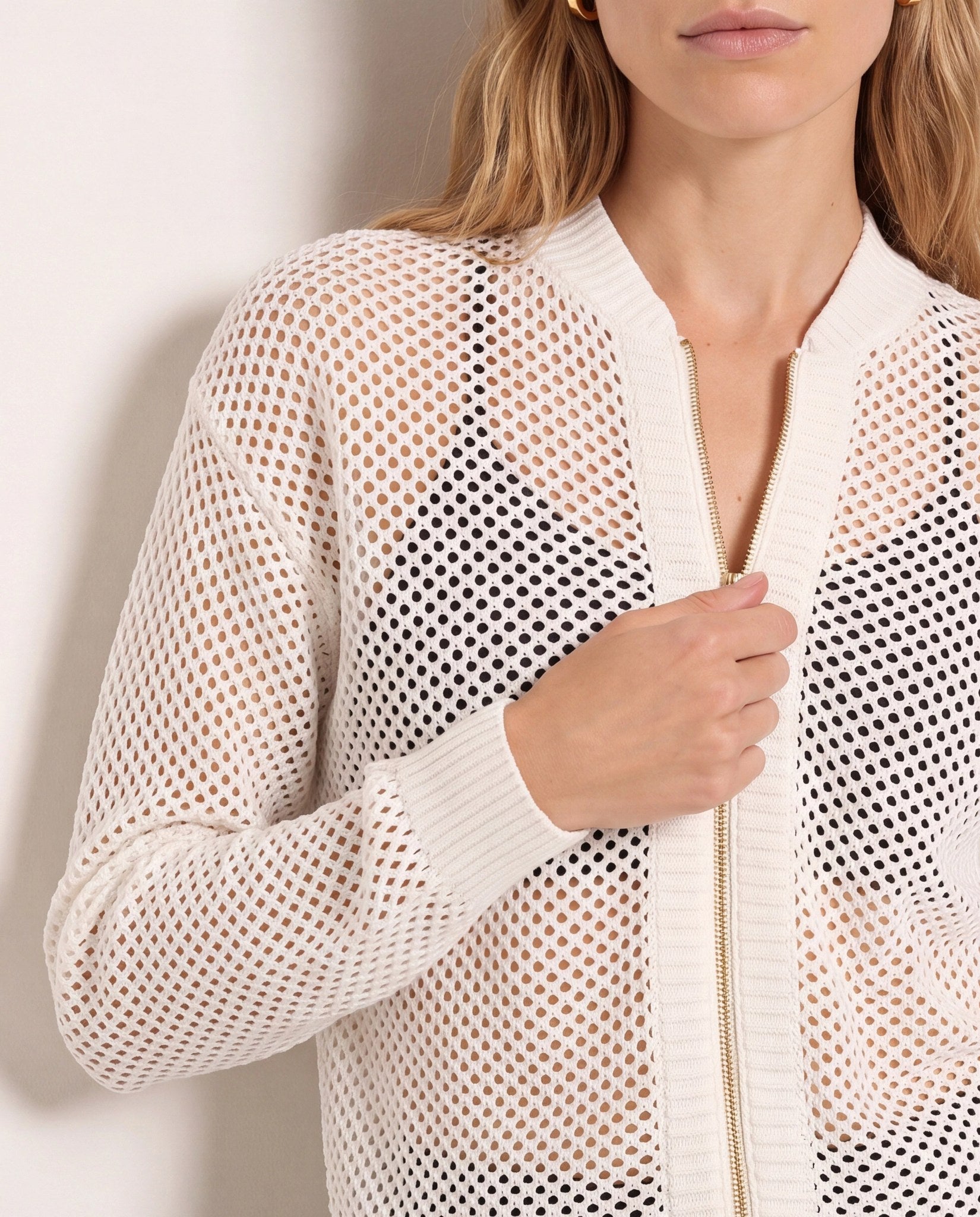Cream $|& Interval Chase Crochet Sweater - SOF Full Front