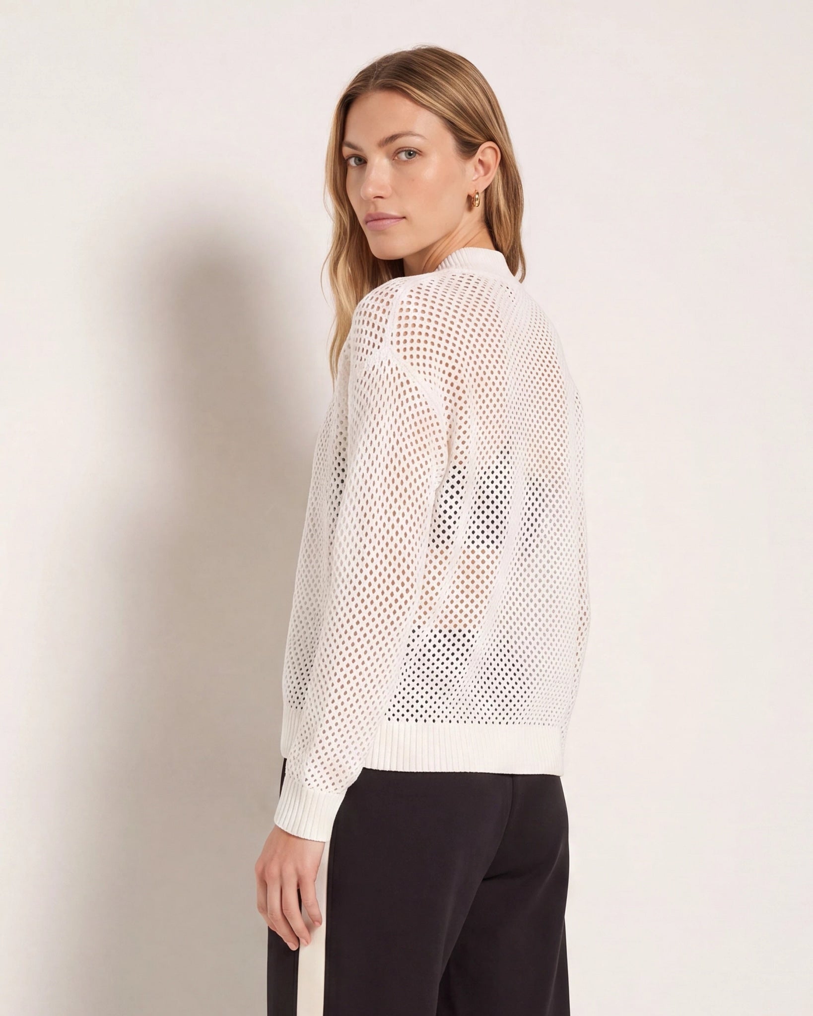 Cream $|& Interval Chase Crochet Sweater - SOF Back