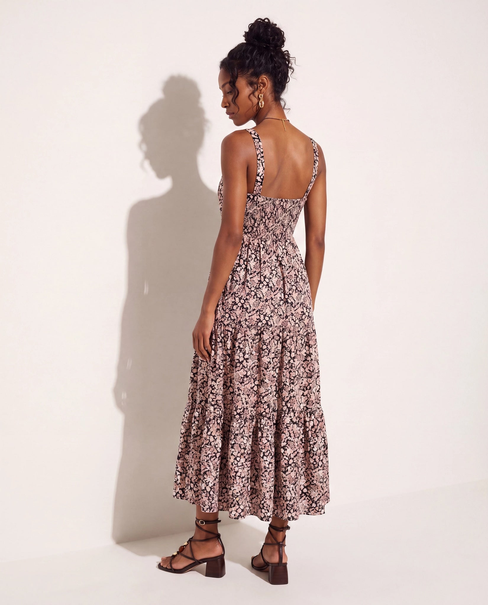 Black Floral $|& SEAS Isabella Tiered Dress - SOF Detail
