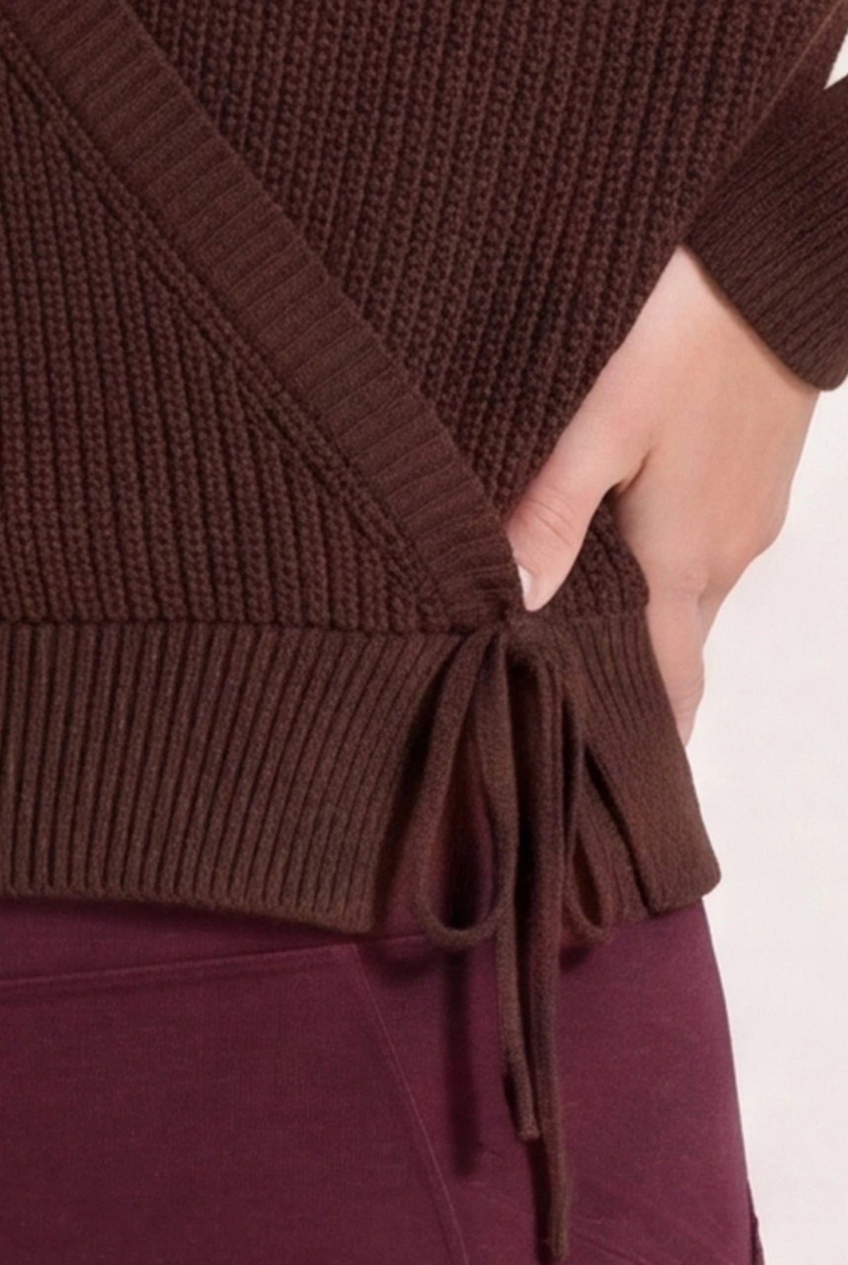 Walnut $|& Interval Surplice Wrap Sweater - SOF Full Front