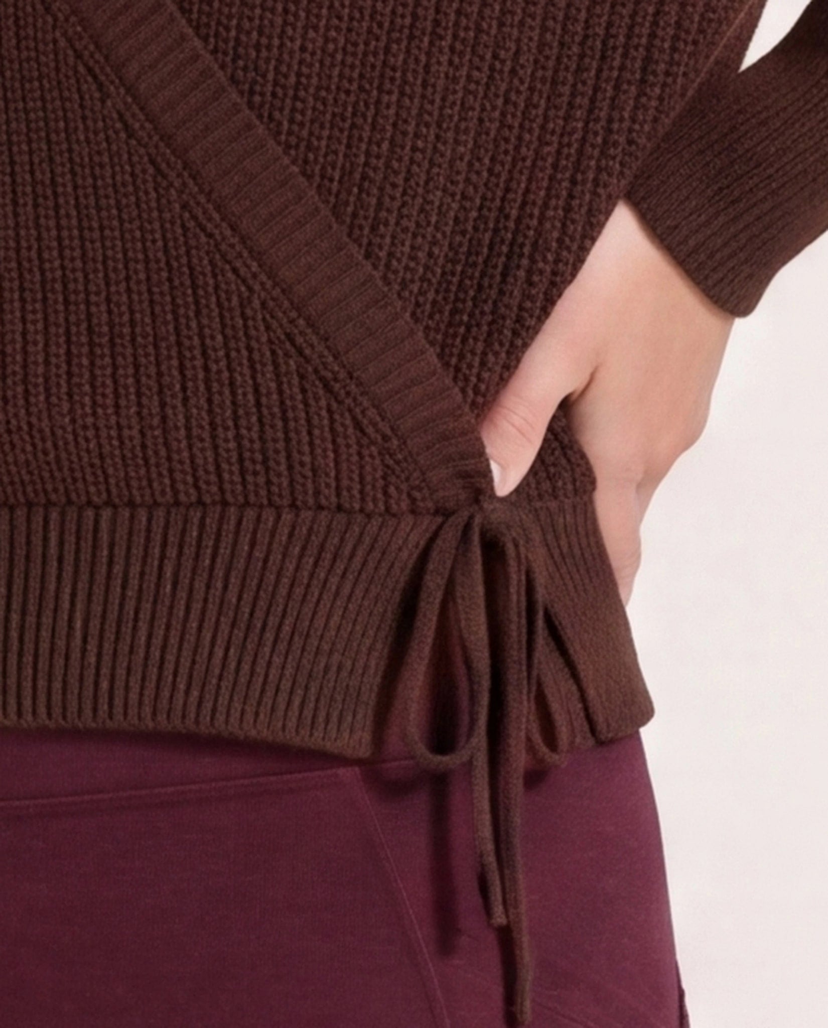 Walnut $|& Interval Surplice Wrap Sweater - SOF Full Front