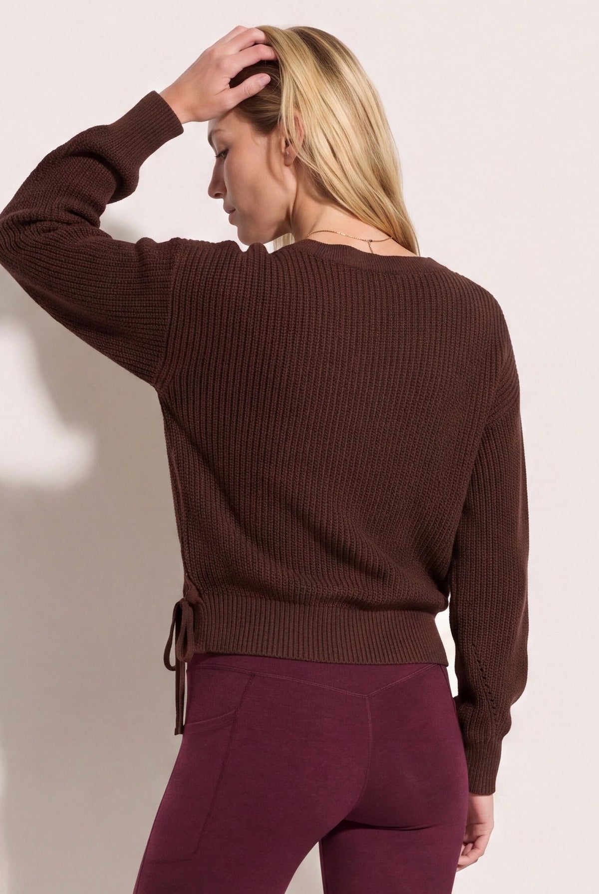 Walnut $|& Interval Surplice Wrap Sweater - SOF Back