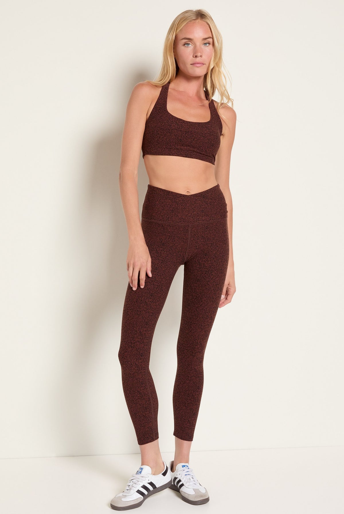 Walnut Leopard Heather $|& Interval FlowHeather Sculpt Crossover Leggings - UGC On Fig