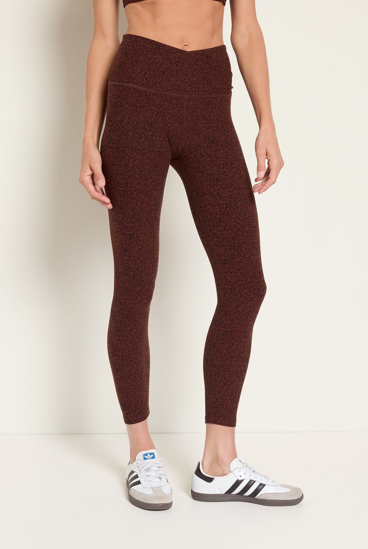 Walnut Leopard Heather $|& Interval FlowHeather Sculpt Crossover Leggings - SOF Front
