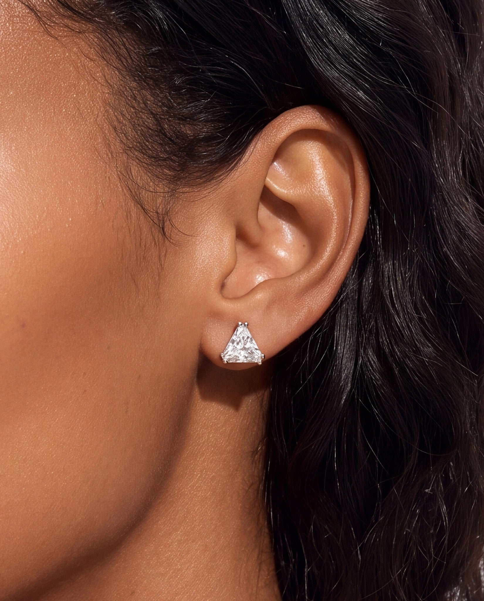 Platinum $|& SEAS Triangle Stud Earrings - SOF Full Front