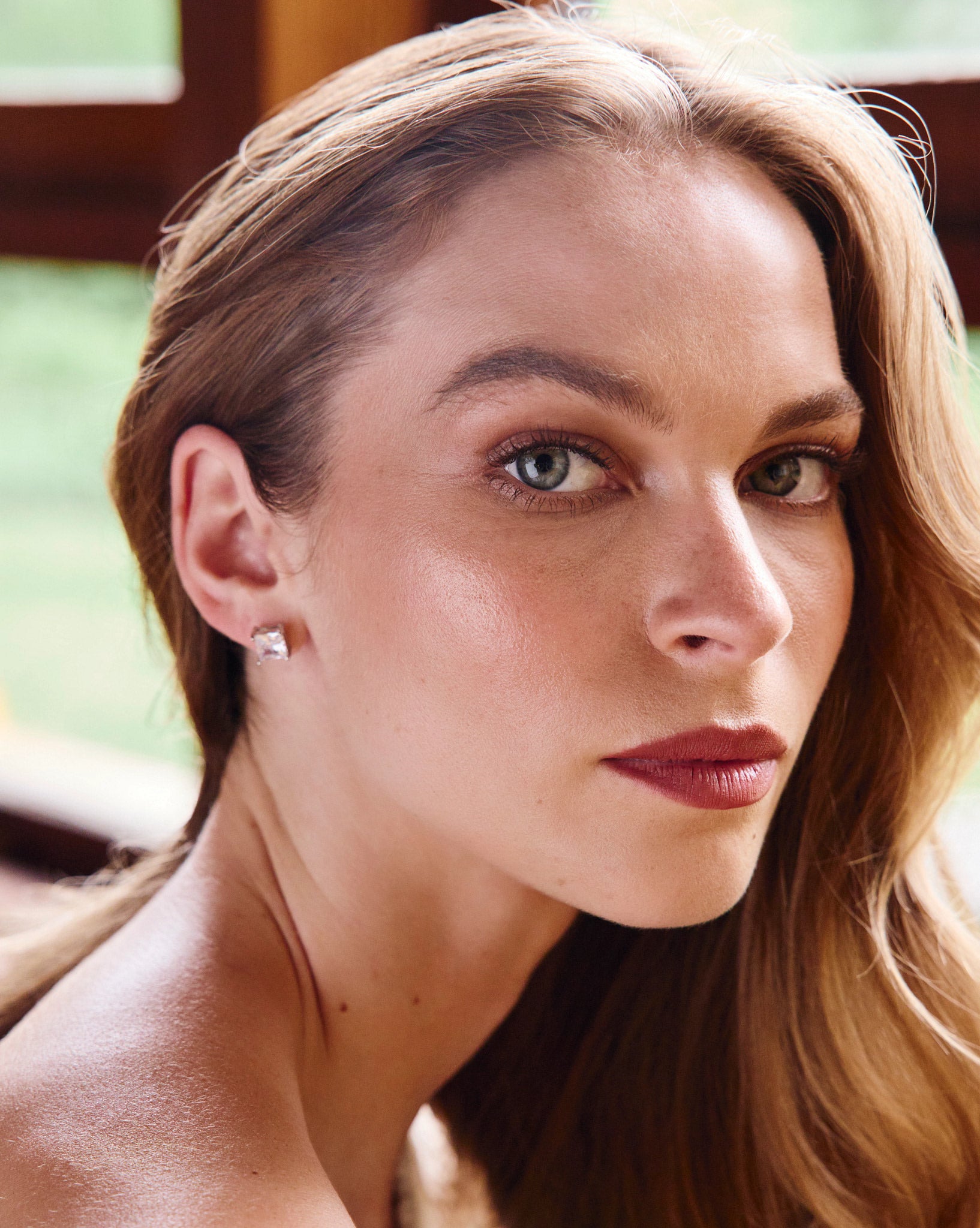 Platinum $|& SEAS Square Stud Earrings - SOF Side