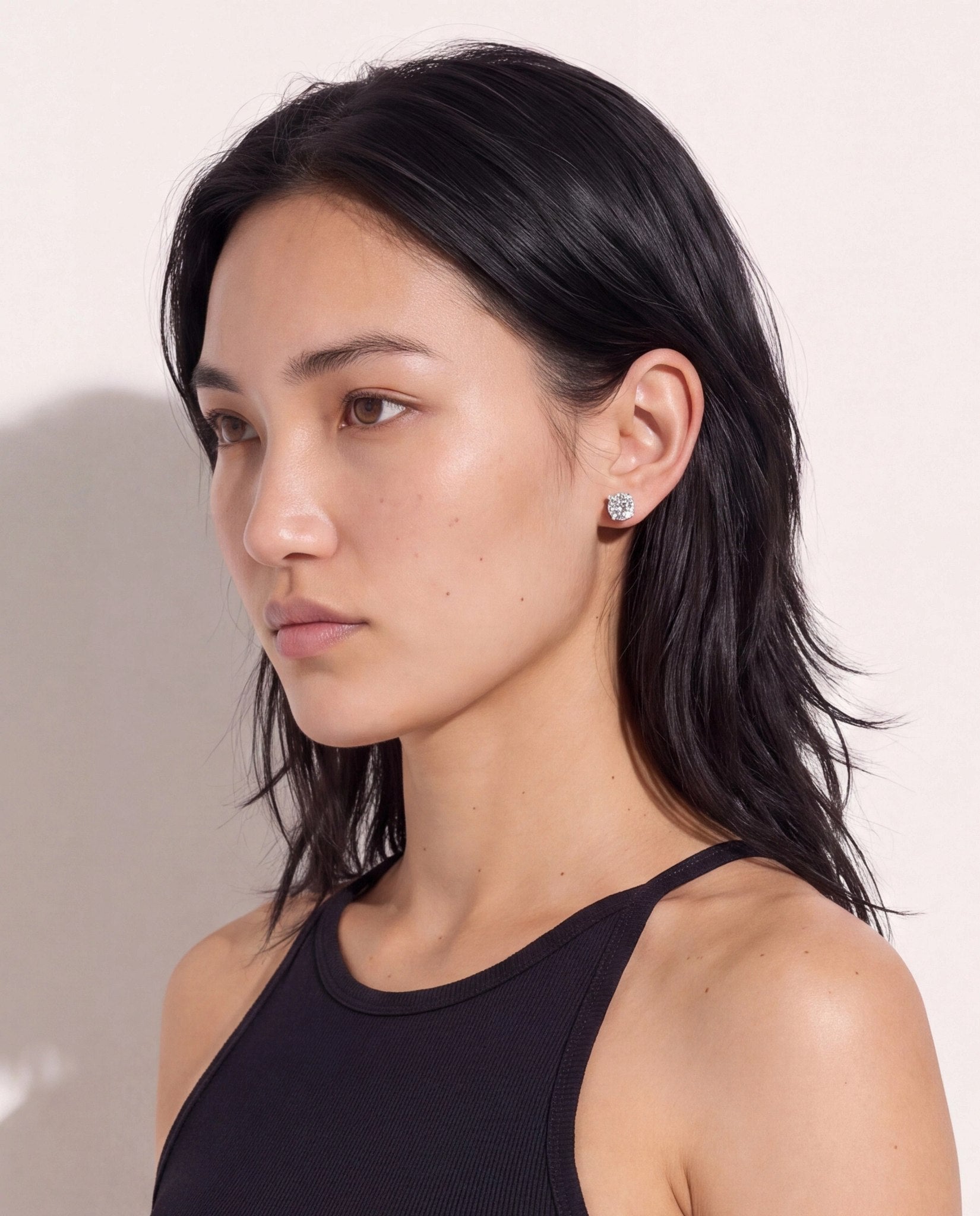 Platinum $|& SEAS Round Stud Earrings - SOF Front