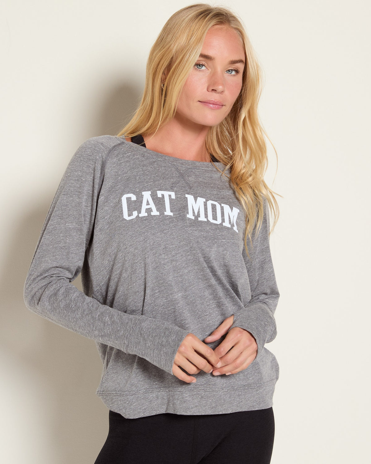 Heather Grey $|& Interval Cat Mom Graphic Sweatshirt - SOF Front