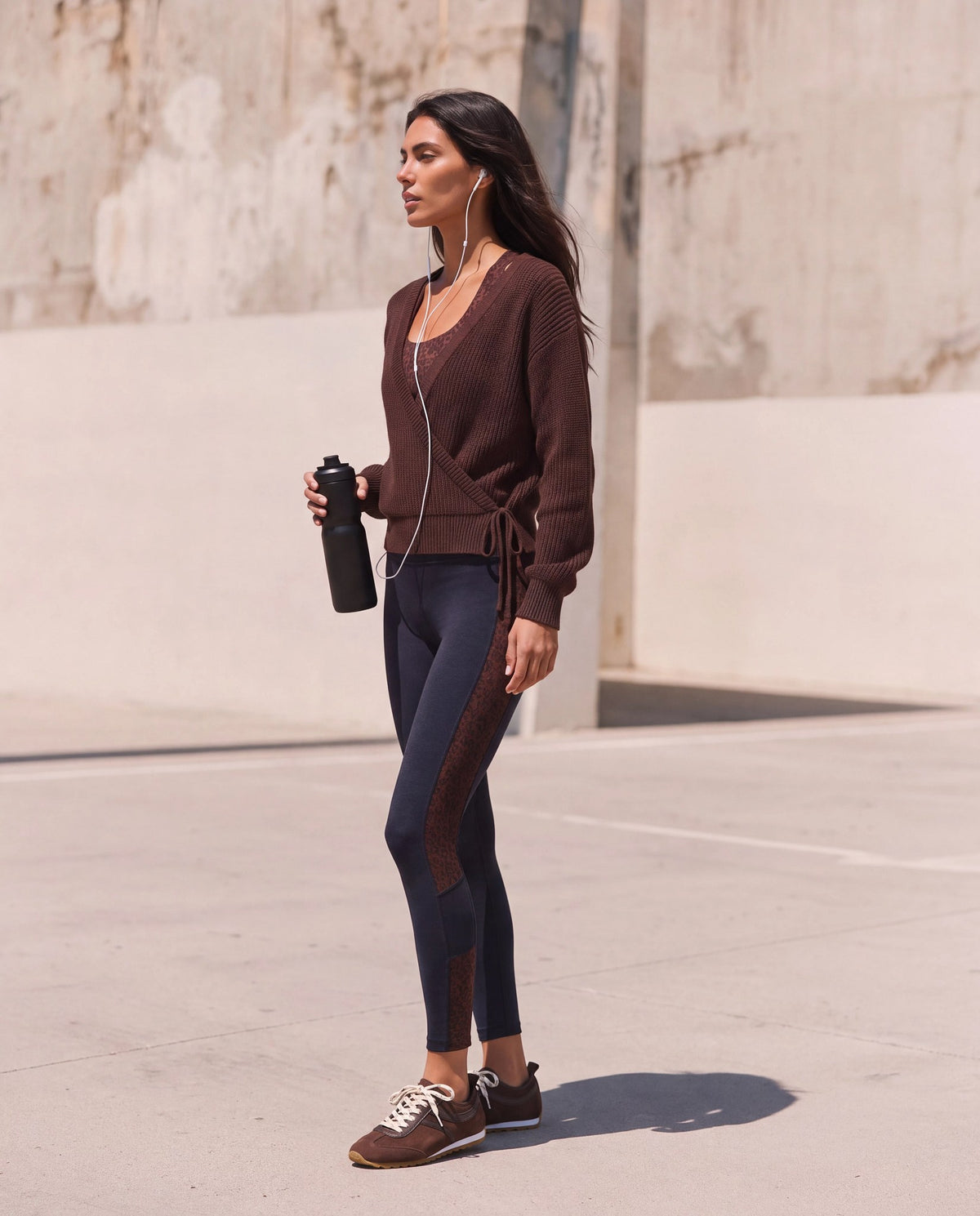 Night Sky Heather/Walnut Leopard Heather $|& Interval FlowHeather Sculpt Radiant Legging - SOF Side