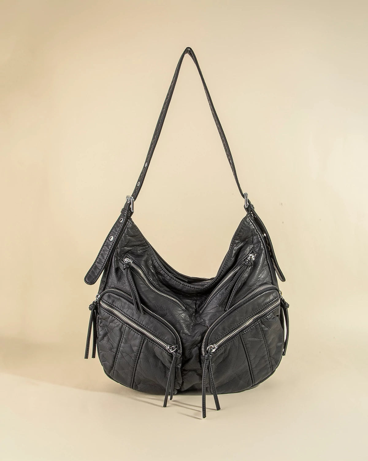 Black $|& Fame Accessories Multi Zipper & Pocket Handbag - VOF Detail
