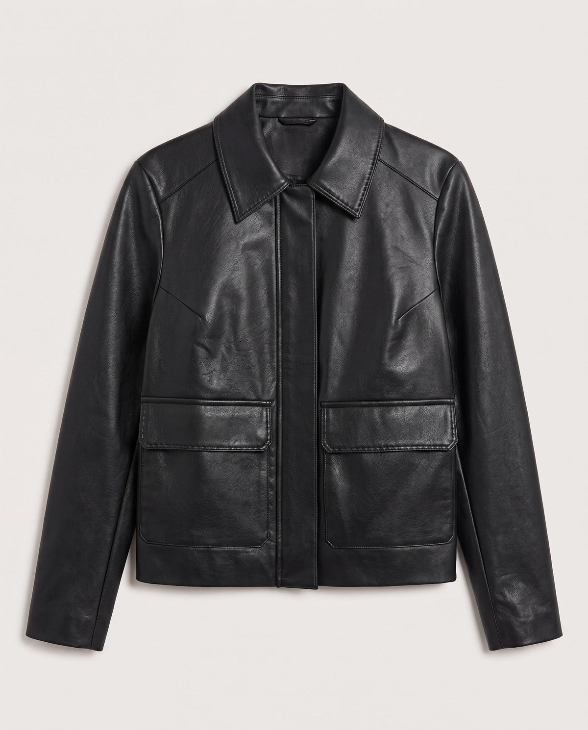 Black $|& Kenneth Cole Faux Leather Jacket - Hanger Detail