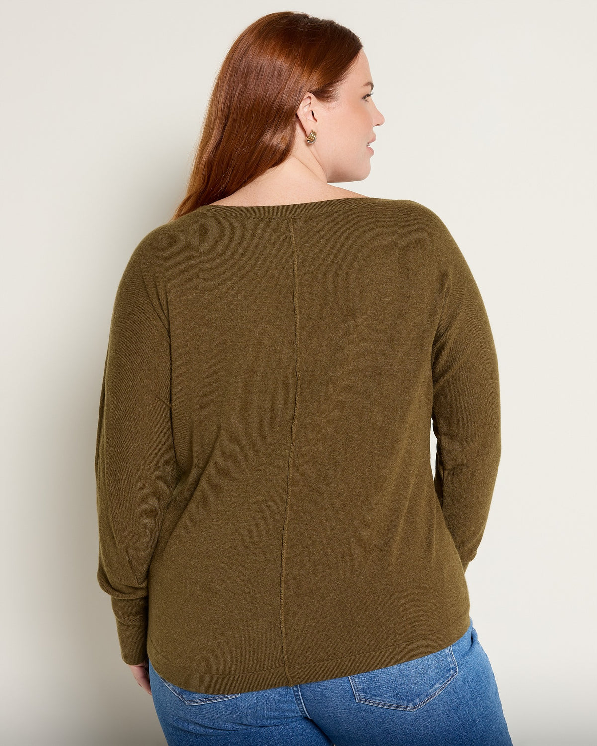 Olive $|& Bobeau Ribbed Boatneck Pullover Sweater - SOF Back