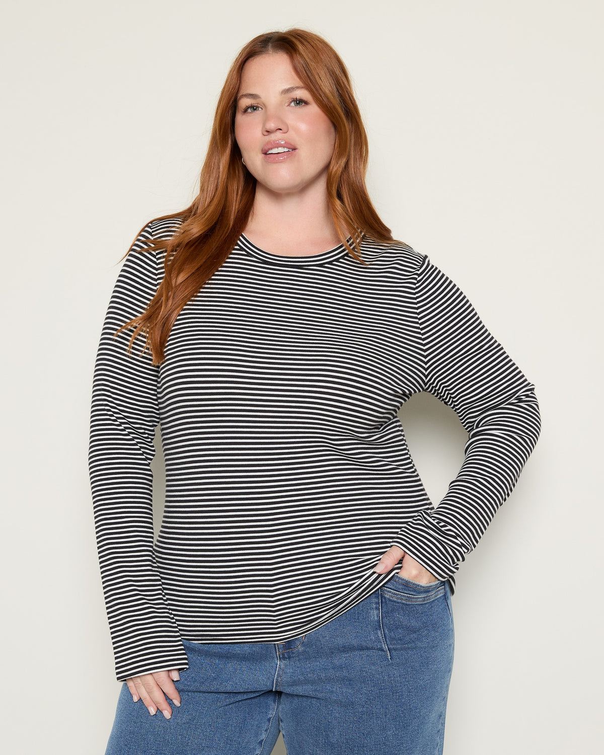 Black Cream Stripe $|& Thread & Supply Jess Top - SOF Front