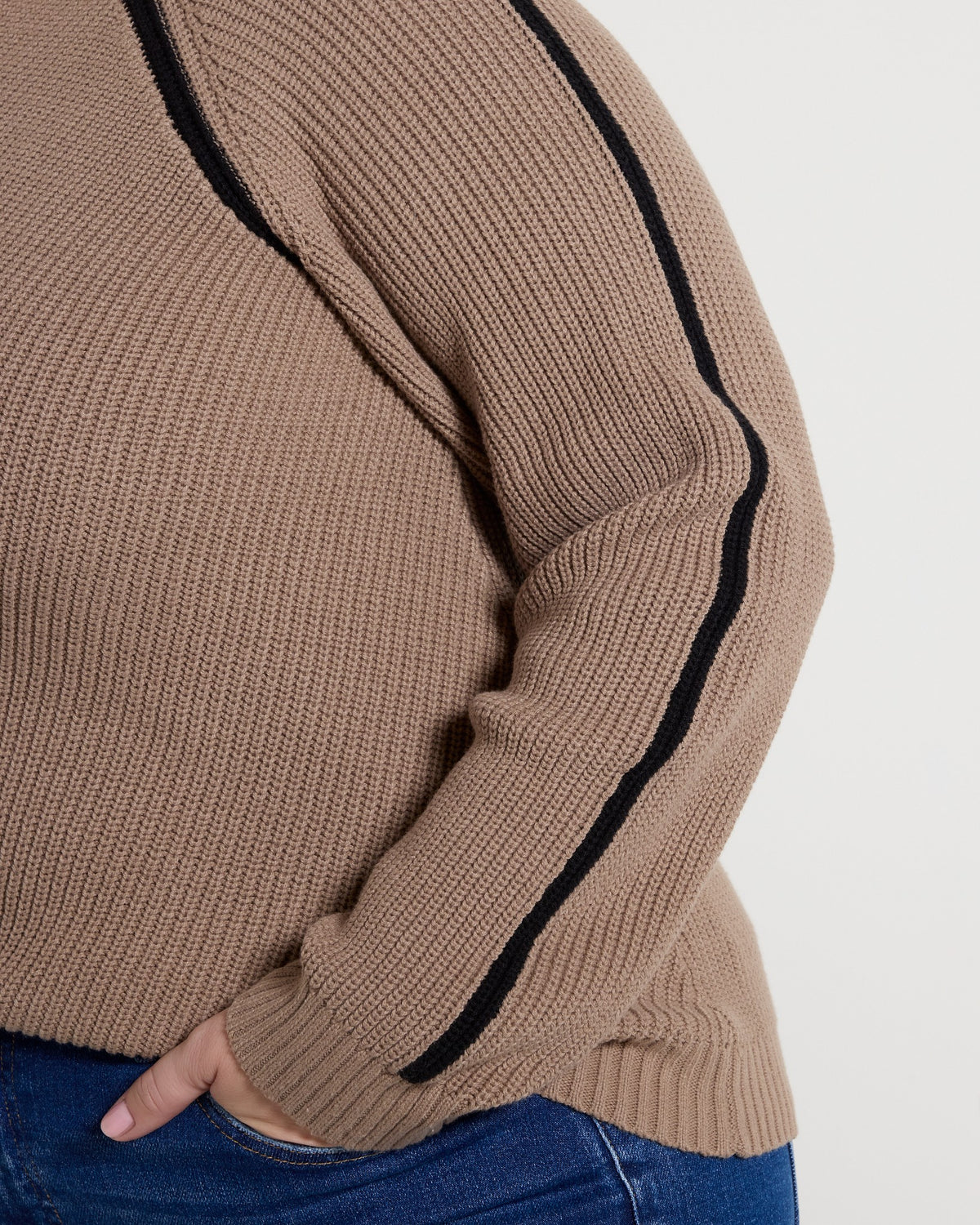 Taupe Black $|& Thread & Supply Koya Sweater - SOF Full Front