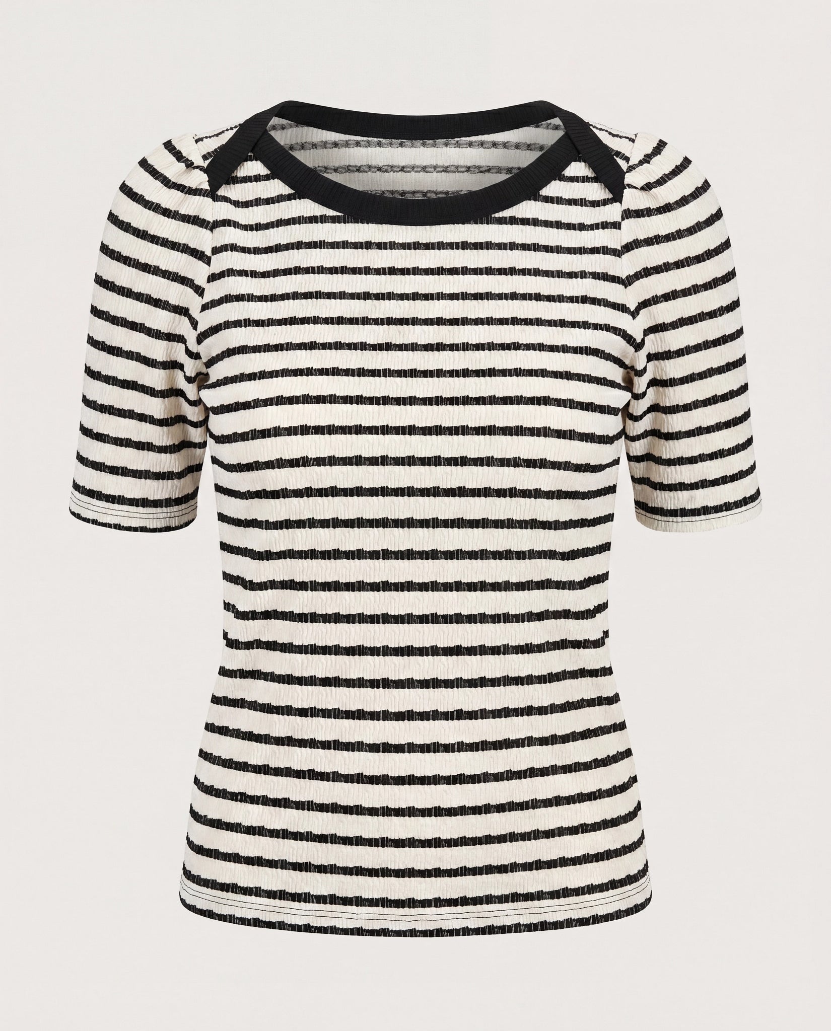 Cream/Black $|& West Kei Stripe Knit Top - Hanger Detail