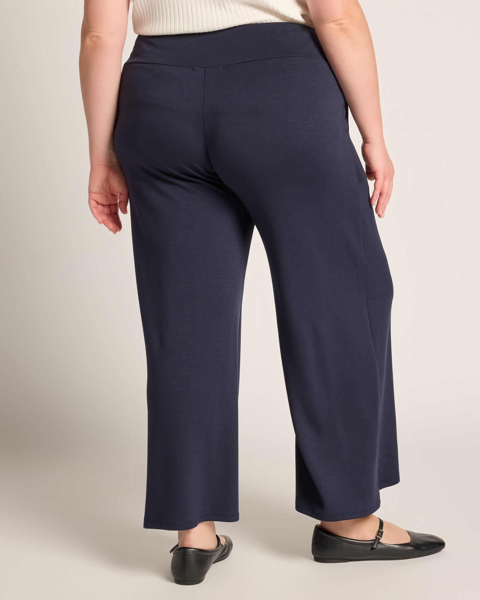 Navy $|& W. by Wantable Scuba Knit Wide Leg Pant - SOF Back