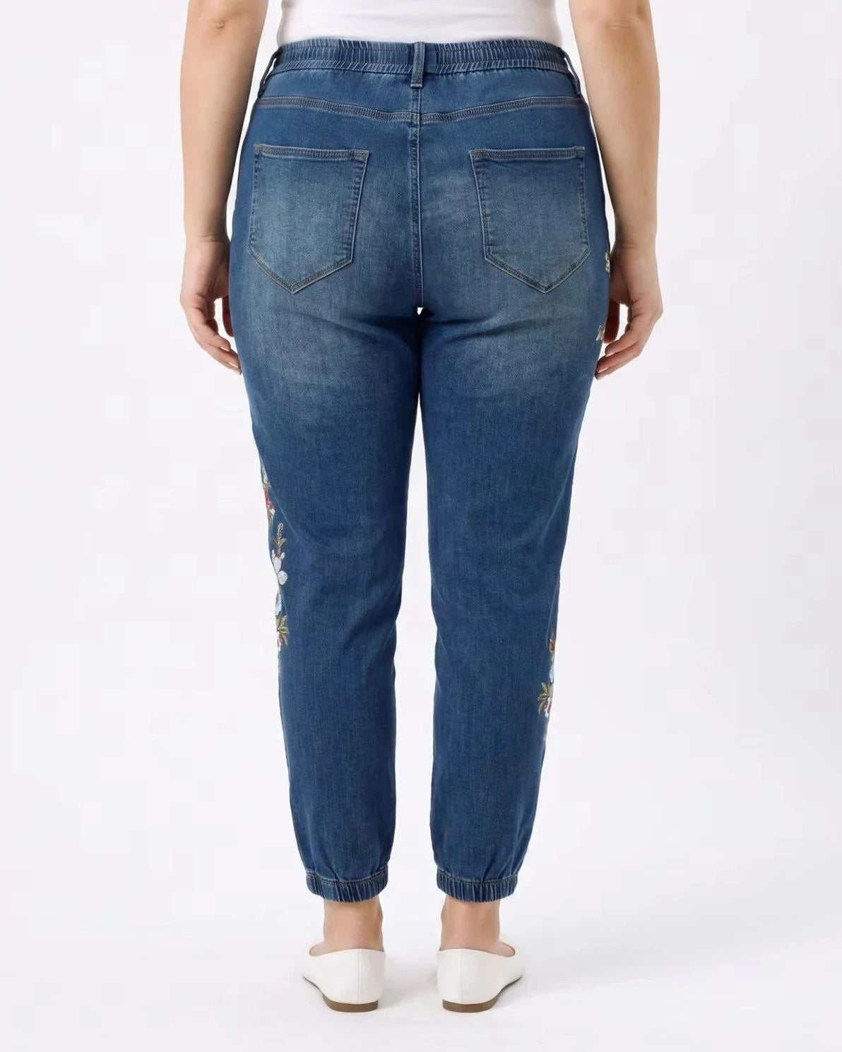 Medium Wash $|& N2C Not Too Casual Embroidered Soft Denim - Hanger Side