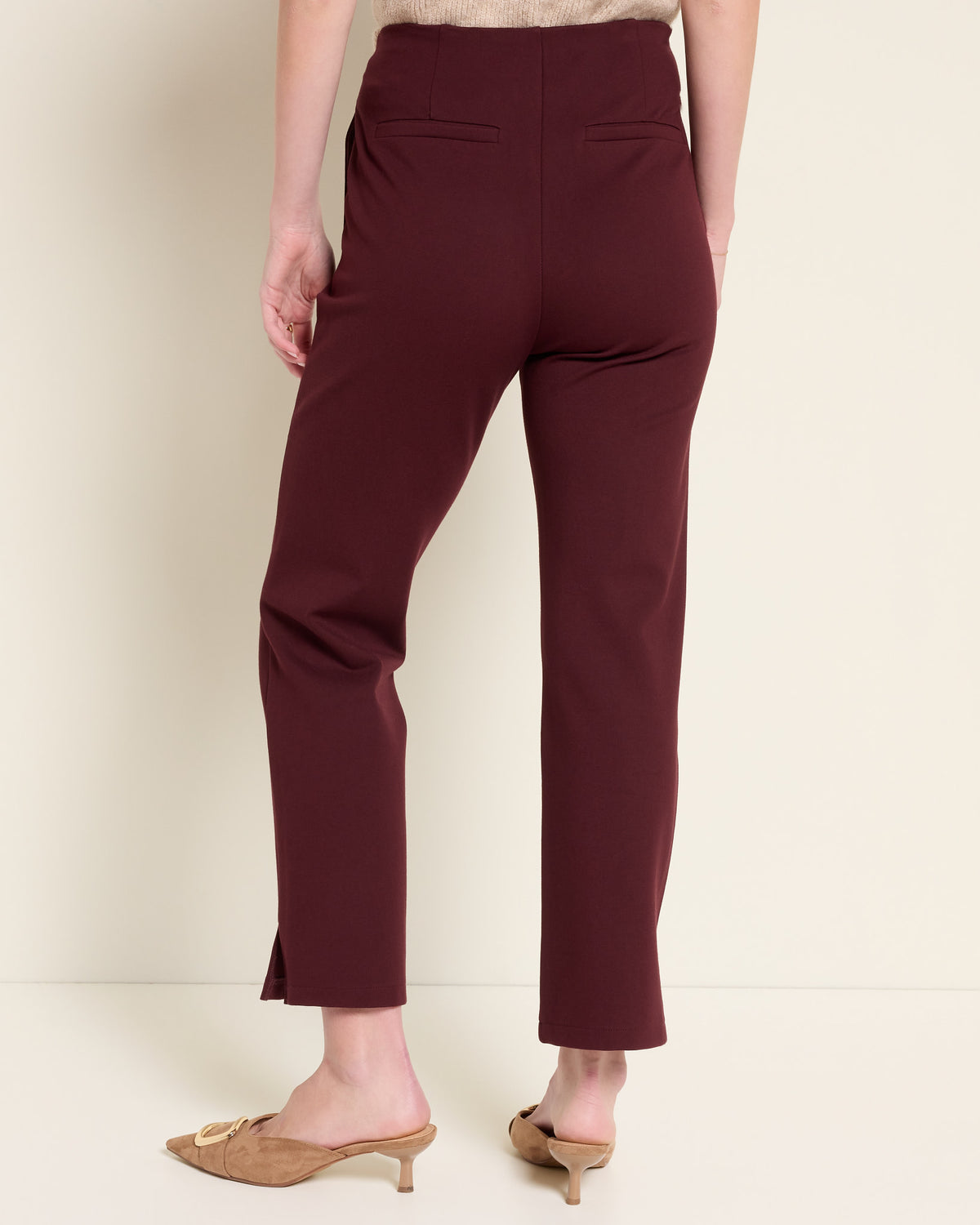 Burgundy $|& SEAS Willis High Rise Seamed Crop with Slits - SOF Back