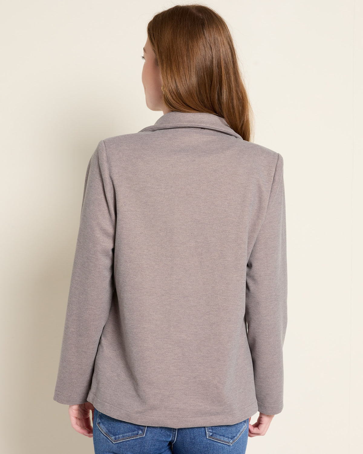 Heather Taupe $|& Citrus Isabella Sweater Knit Blazer - SOF Back