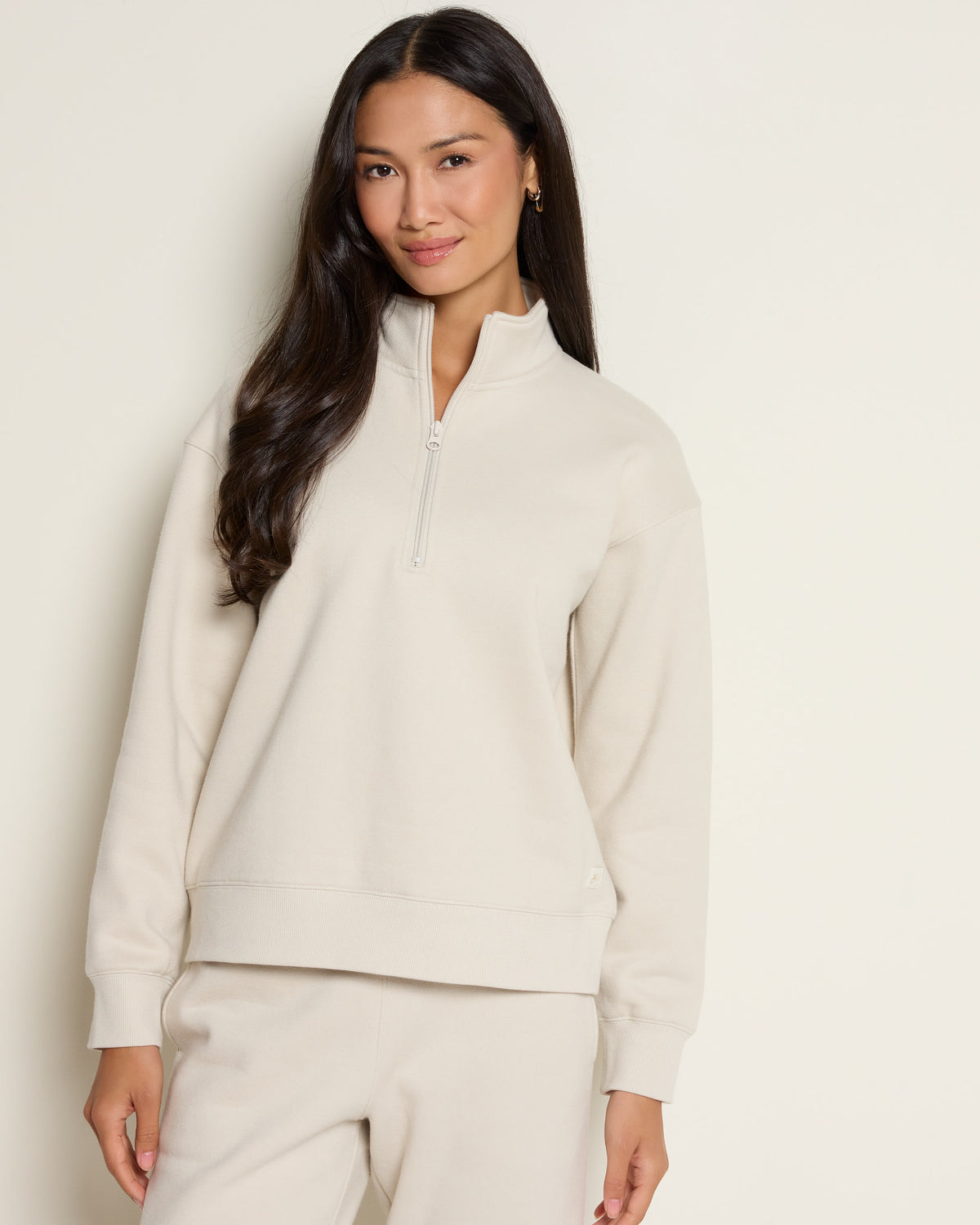 Cream $|& Interval All Star Team 1/4 Zip Pullover - SOF Front