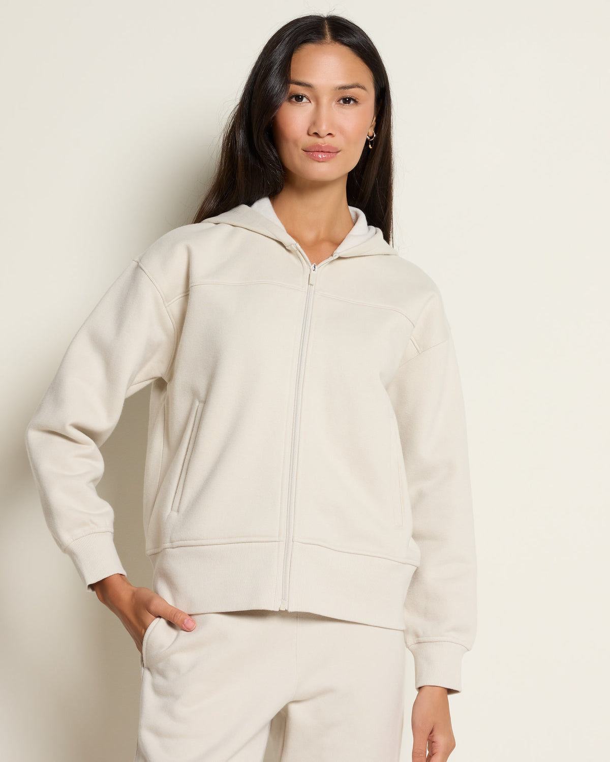 Cream $|& Interval All Star Full Zip Hoodie - SOF Front